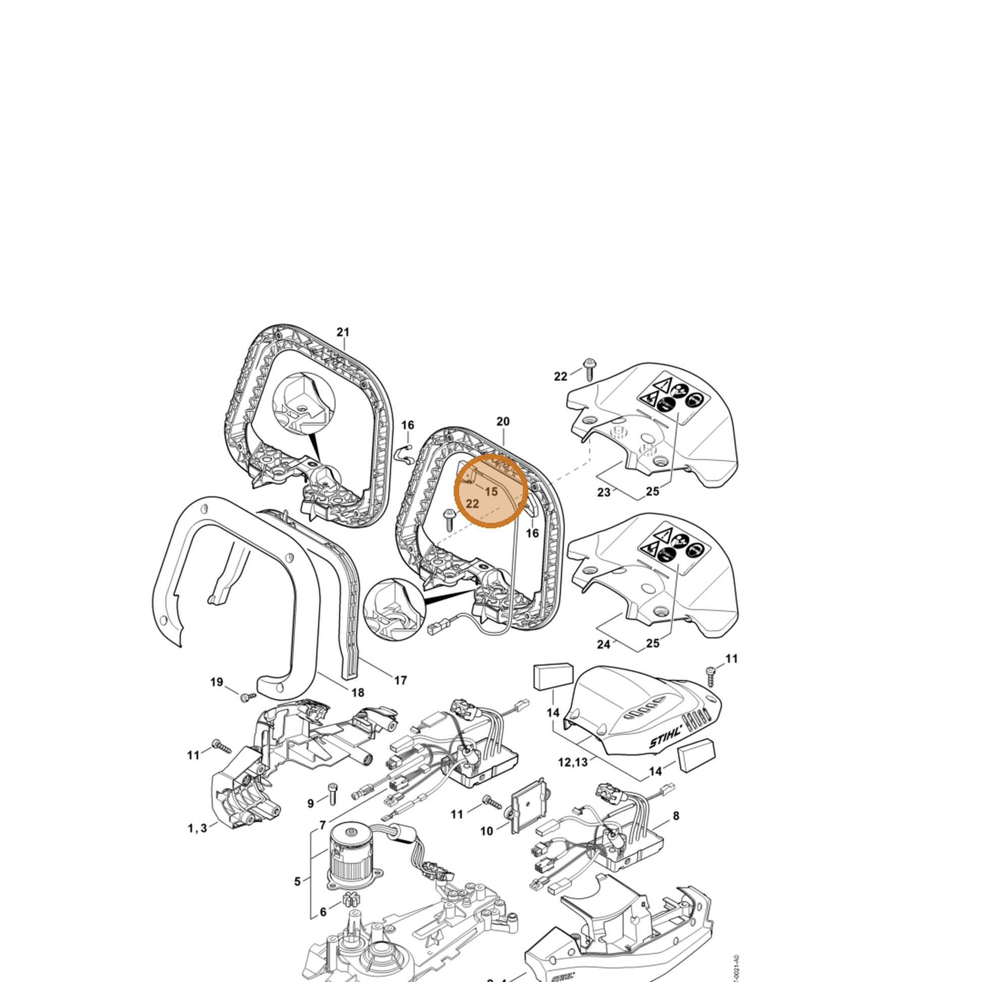 STIHL part 4869-430-0501 — IPL diagram snippet (6x zoom, amber highlight)
