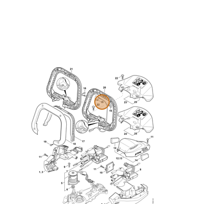 STIHL part 4869-430-0501 — IPL diagram snippet (6x zoom, amber highlight)