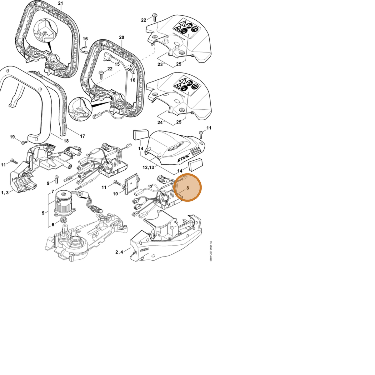 STIHL part 4869-430-1400 — IPL diagram snippet (6x zoom, amber highlight)