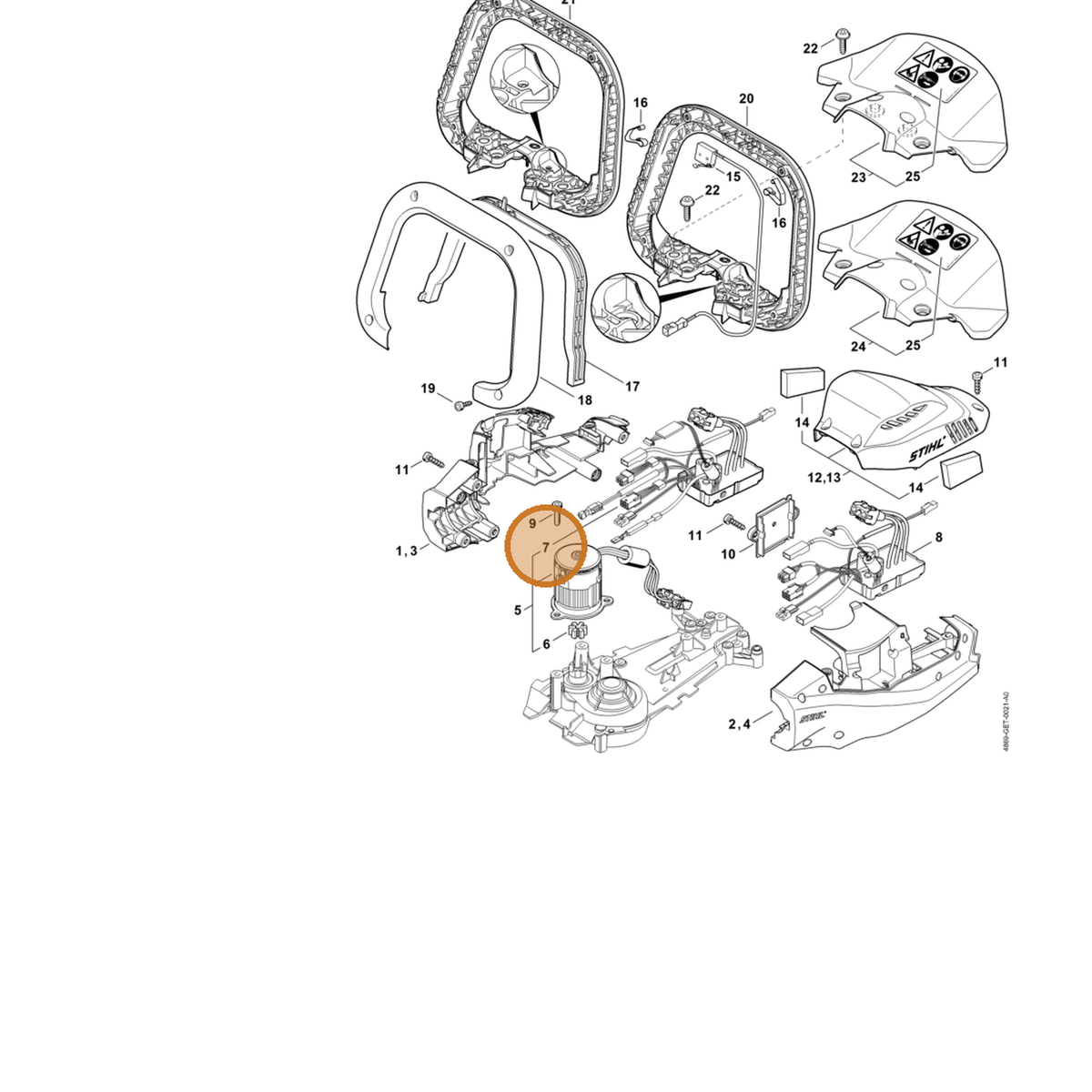 STIHL part 4869-430-1403 — IPL diagram snippet (6x zoom, amber highlight)