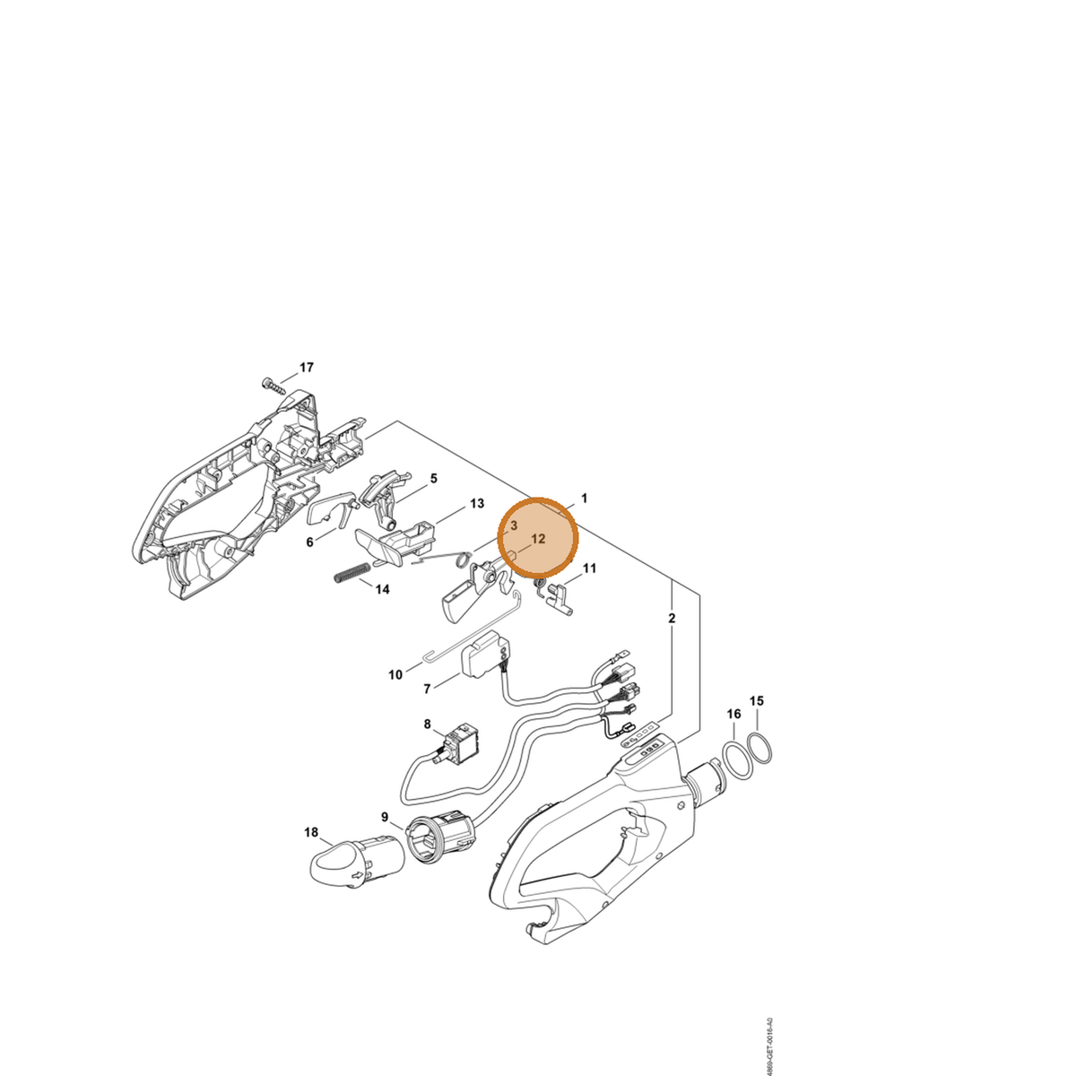 STIHL part 4869-435-2400 — IPL diagram snippet (6x zoom, amber highlight)
