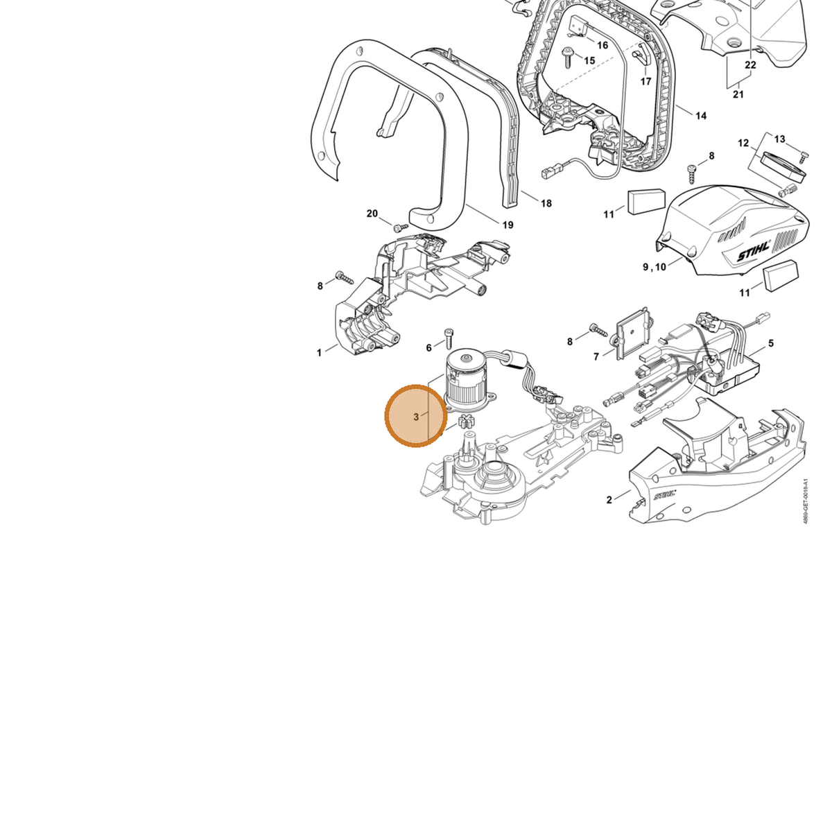 STIHL part 4869-600-0204 — IPL diagram snippet (6x zoom, amber highlight)