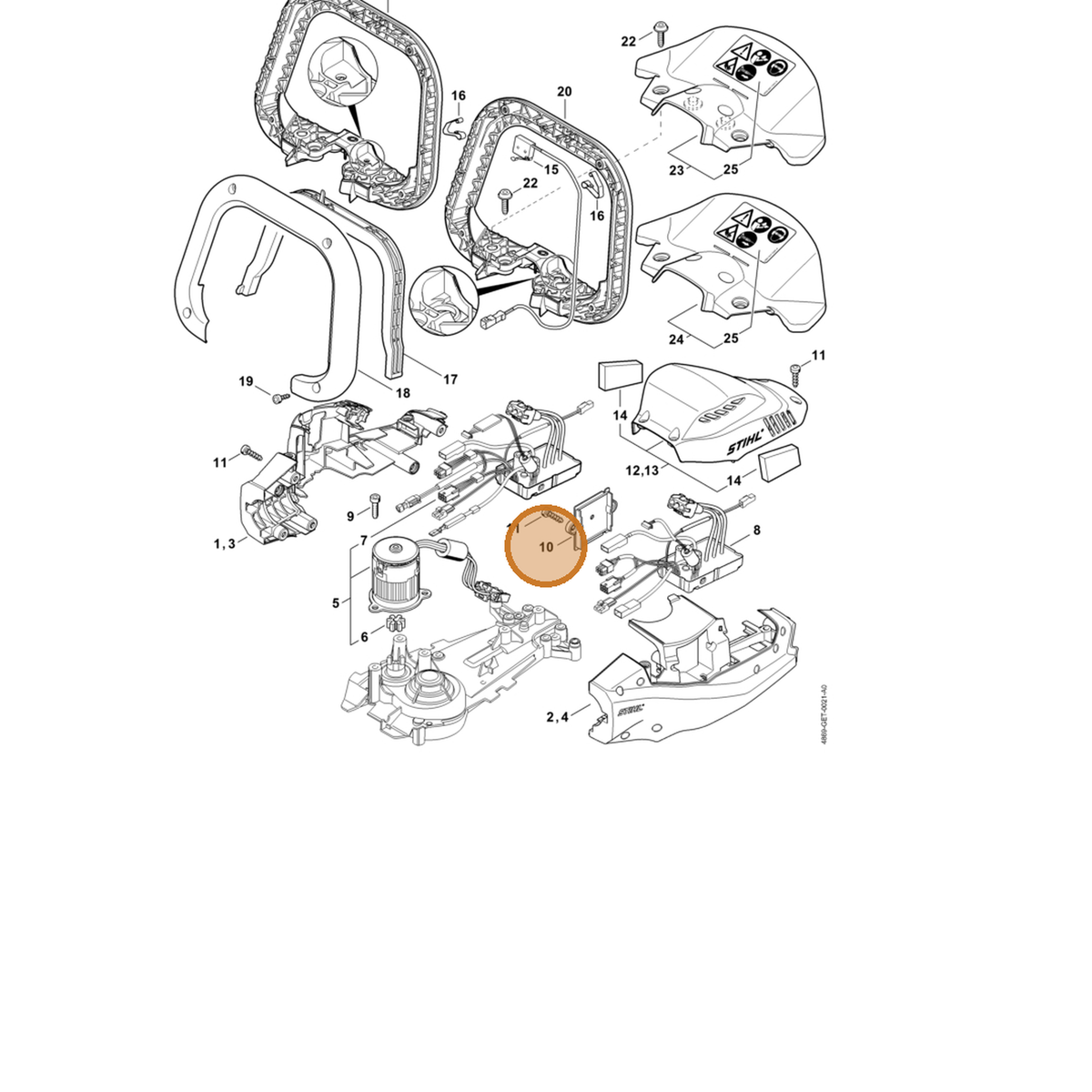 STIHL part 4869-602-0900 — IPL diagram snippet (6x zoom, amber highlight)