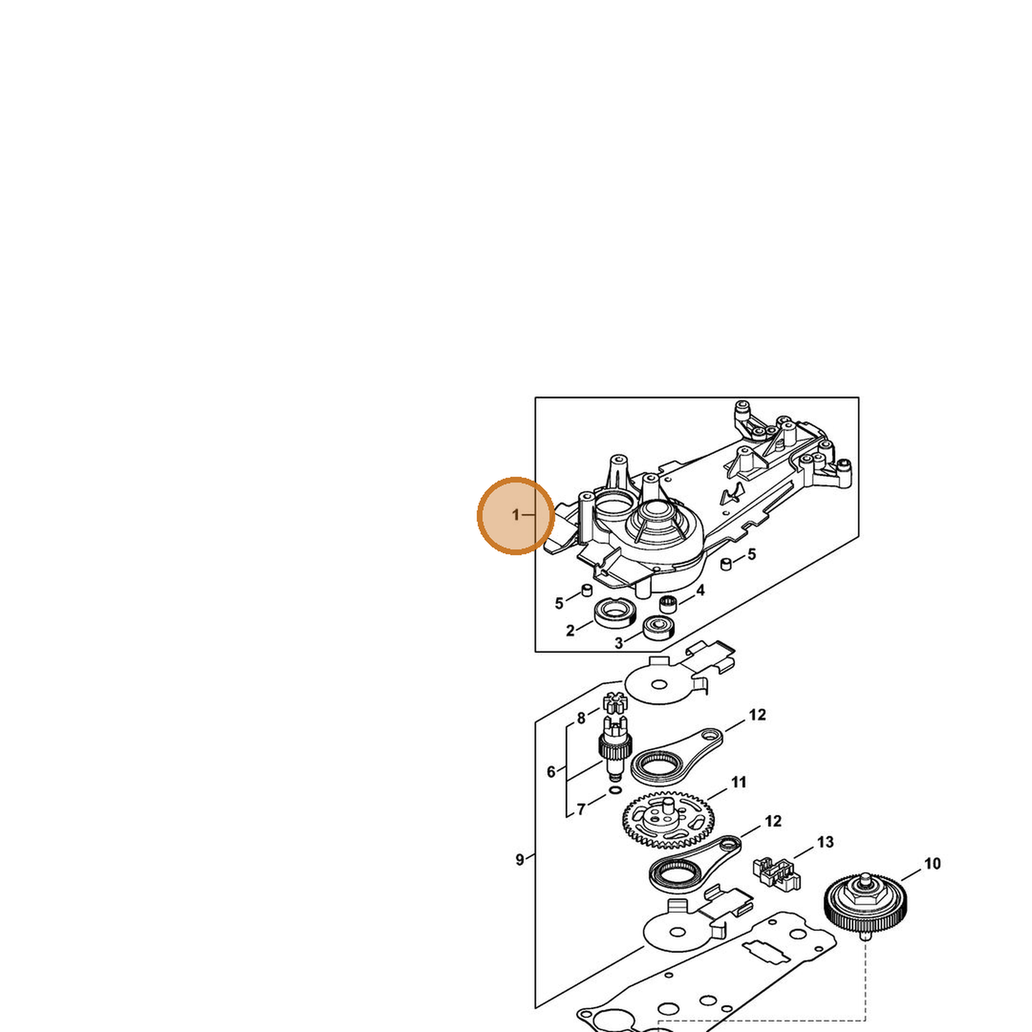 STIHL part 4869-640-0501 — IPL diagram snippet (6x zoom, amber highlight)