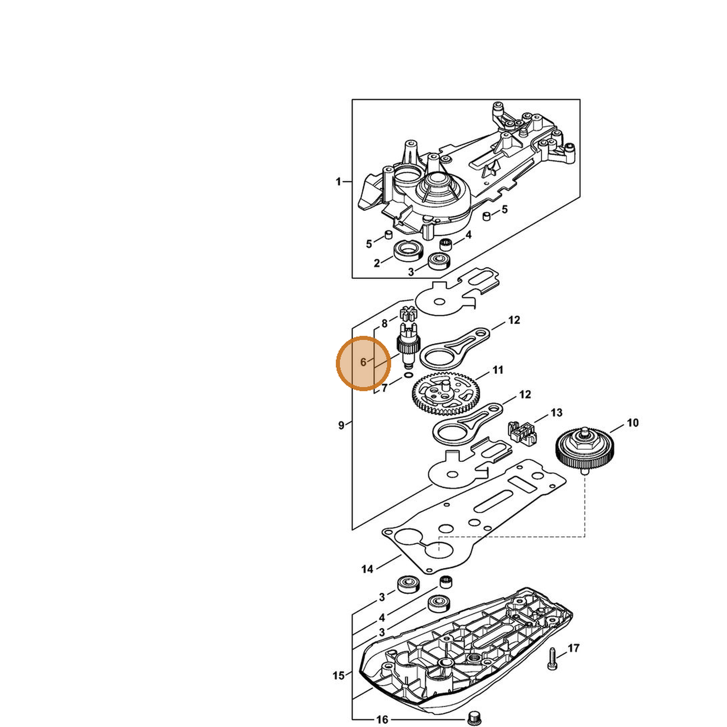 STIHL part 4869-640-2500 — IPL diagram snippet (6x zoom, amber highlight)
