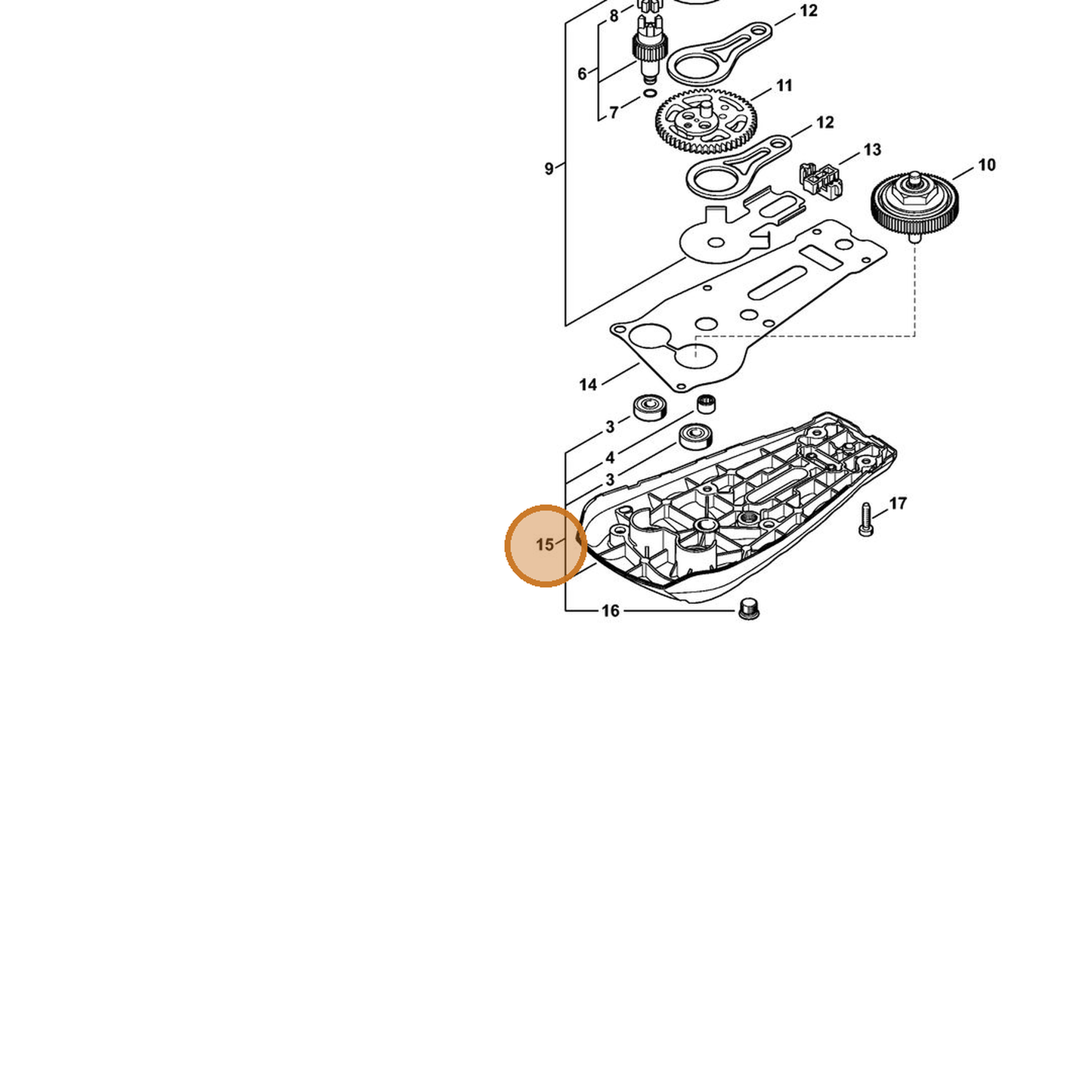 STIHL part 4869-640-5802 — IPL diagram snippet (6x zoom, amber highlight)