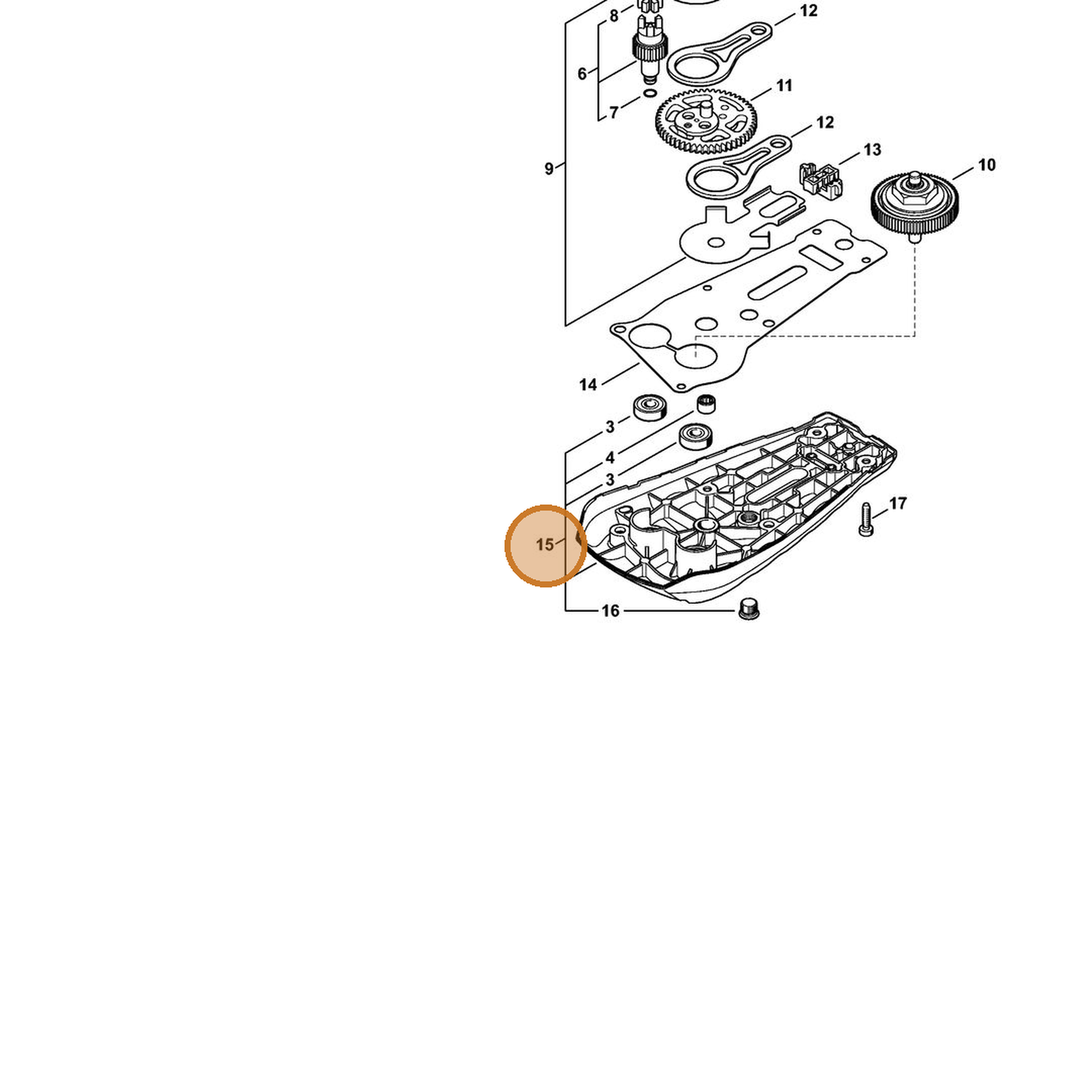 STIHL part 4869-640-5802 — IPL diagram snippet (6x zoom, amber highlight)