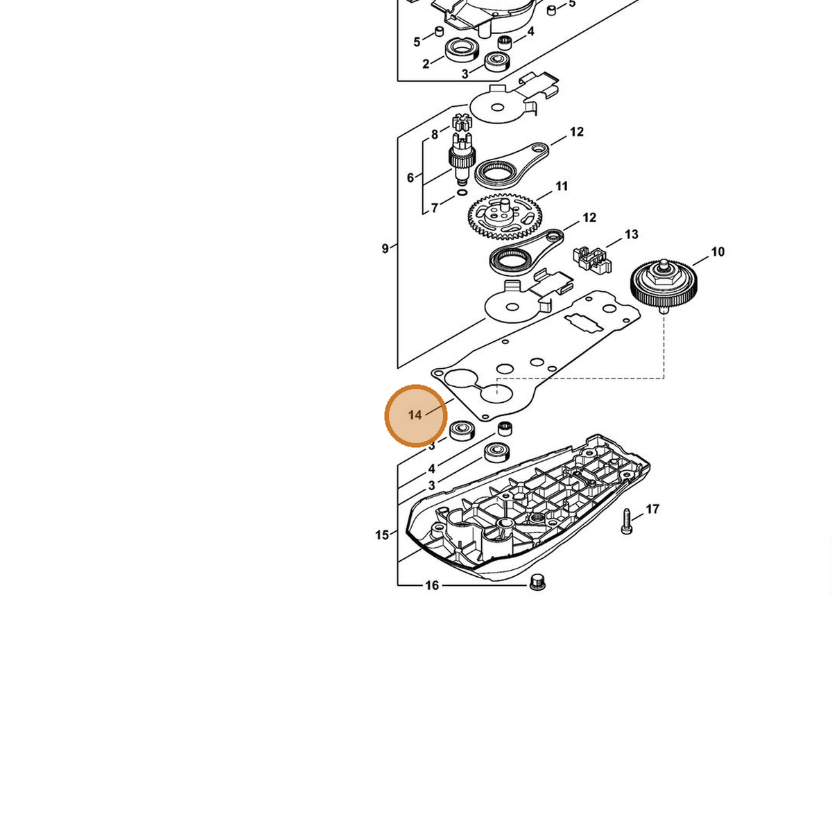 STIHL part 4869-649-0301 — IPL diagram snippet (6x zoom, amber highlight)