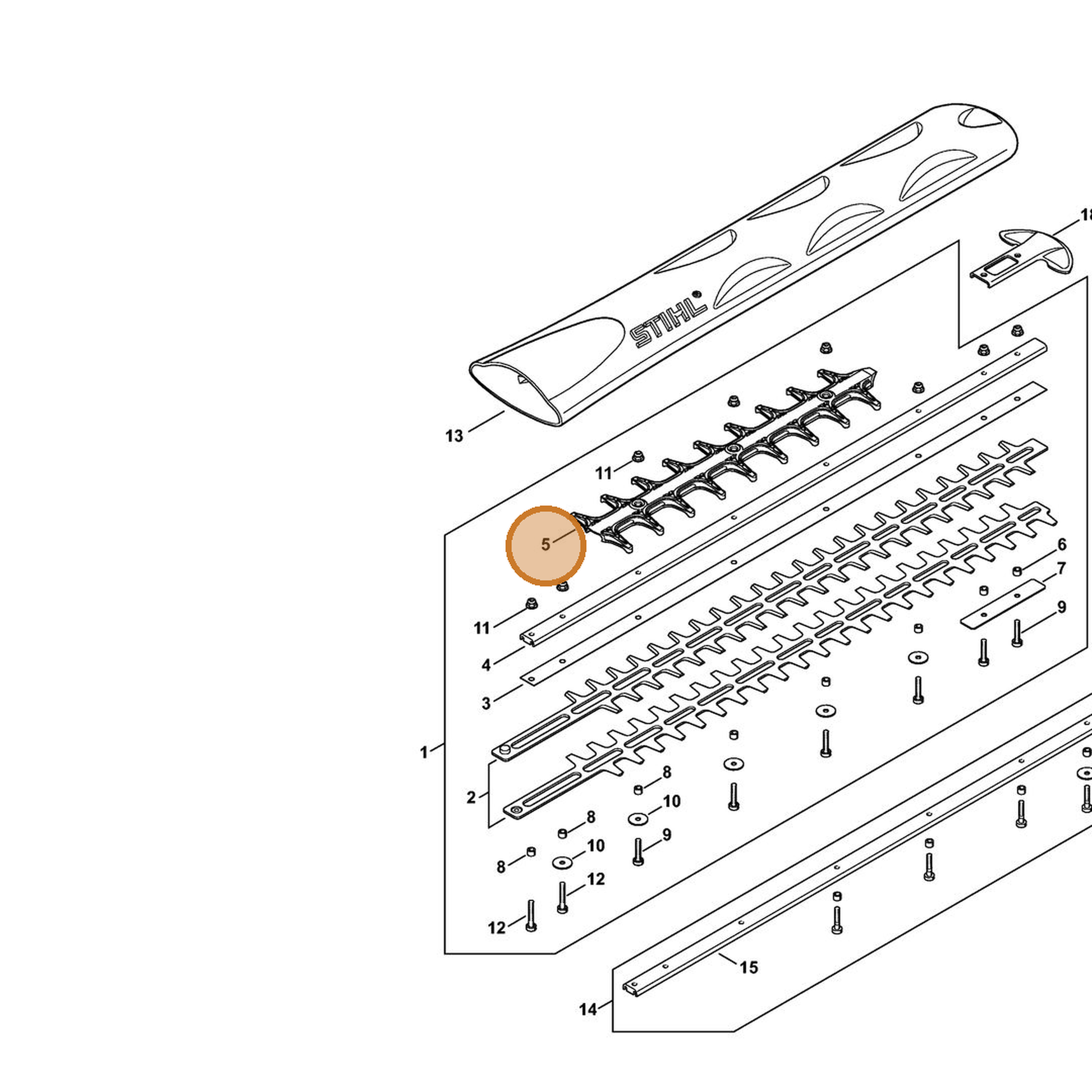STIHL part 4869-740-9500 — IPL diagram snippet (6x zoom, amber highlight)