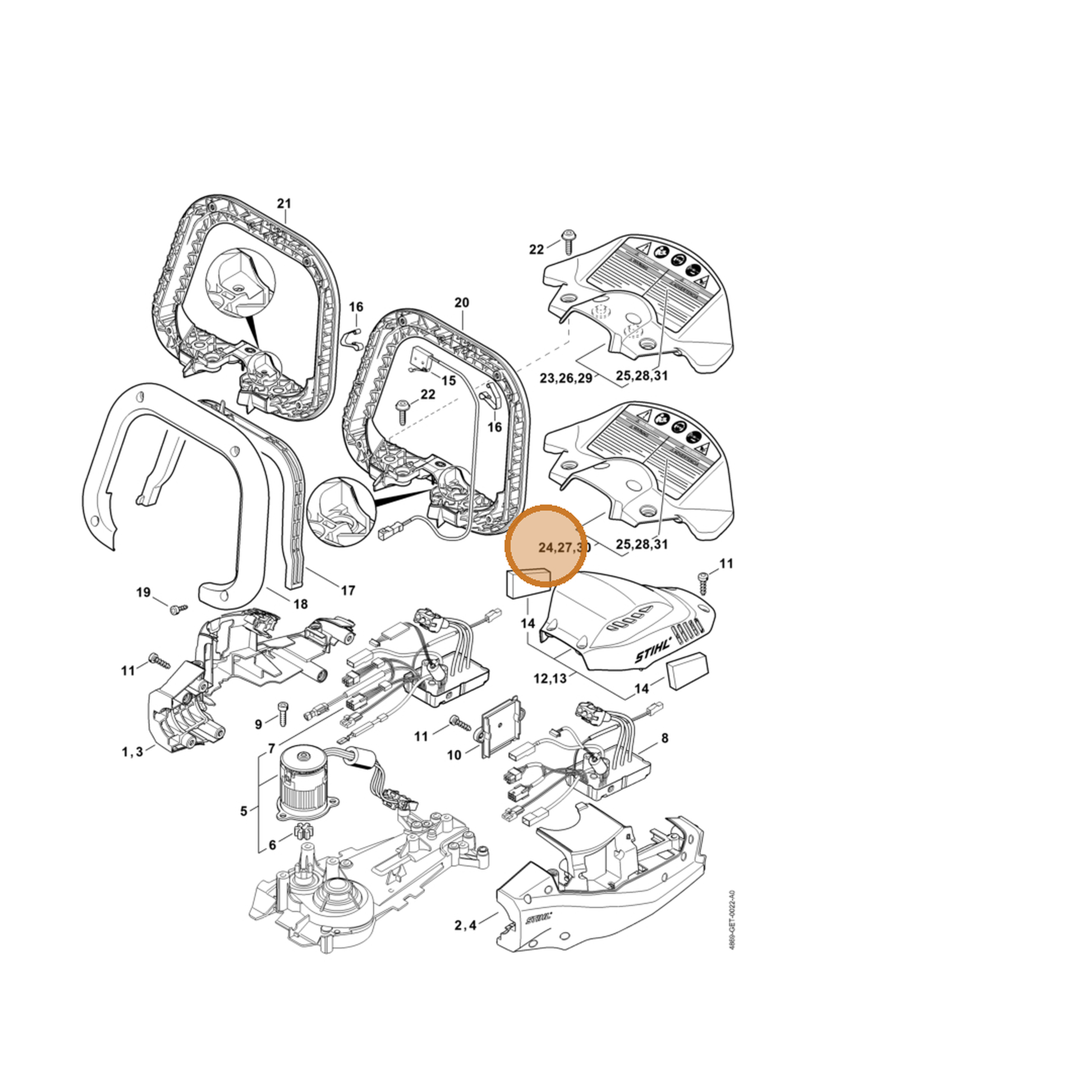 STIHL part 4869-790-9101 — IPL diagram snippet (6x zoom, amber highlight)