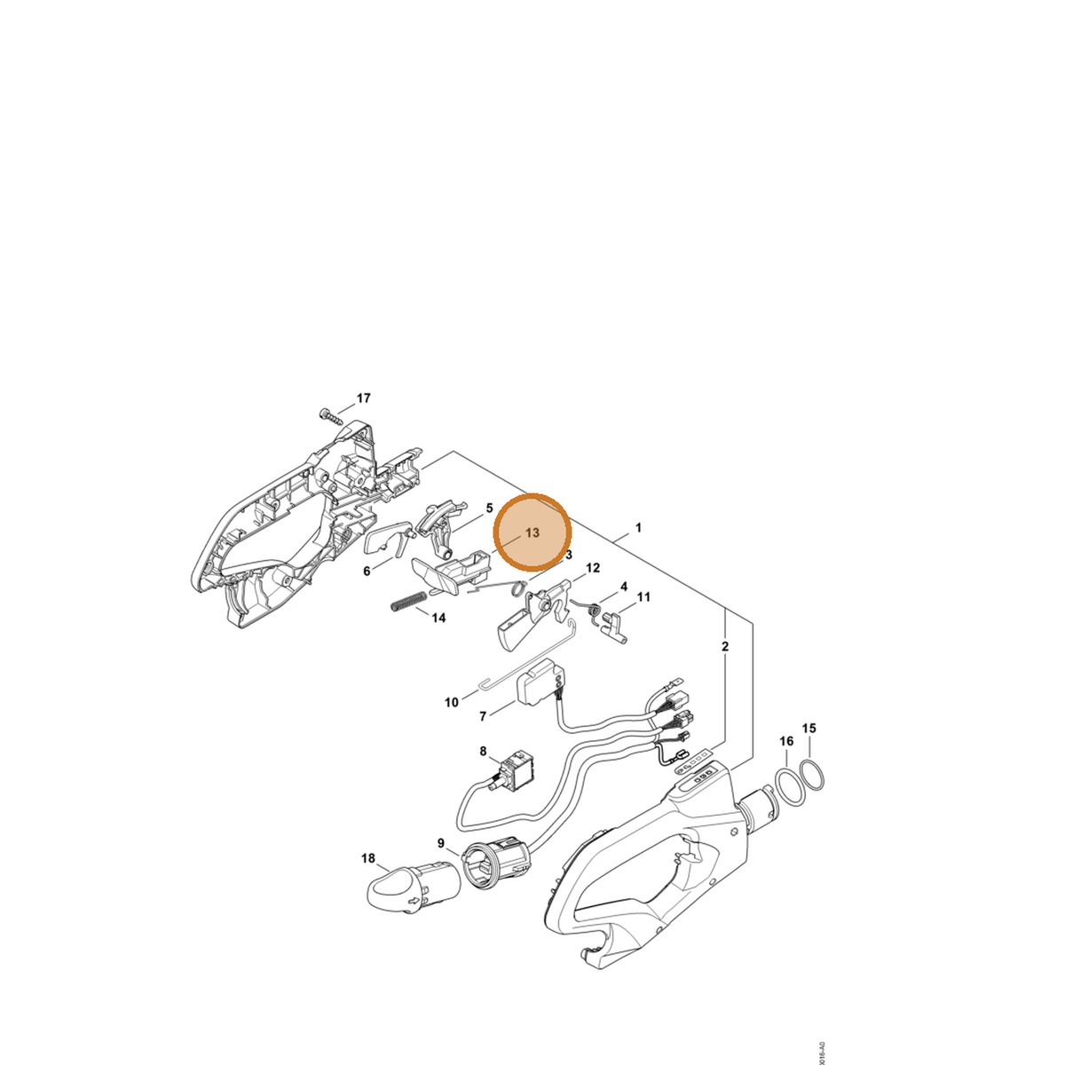 STIHL part 4869-792-7100 — IPL diagram snippet (6x zoom, amber highlight)