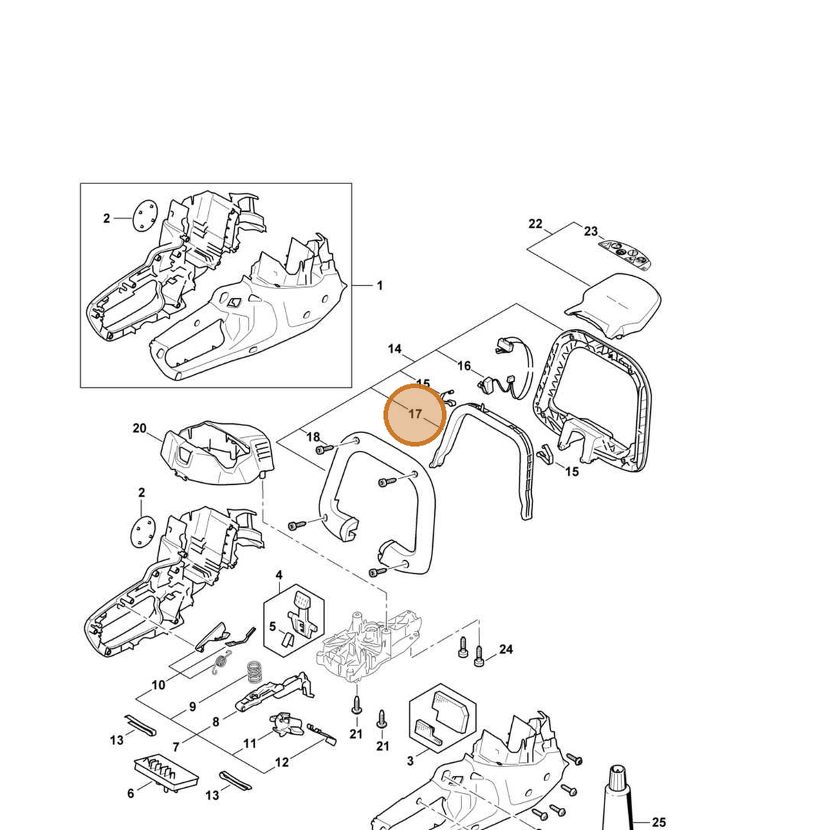 STIHL part 4869-798-1600 — IPL diagram snippet (6x zoom, amber highlight)