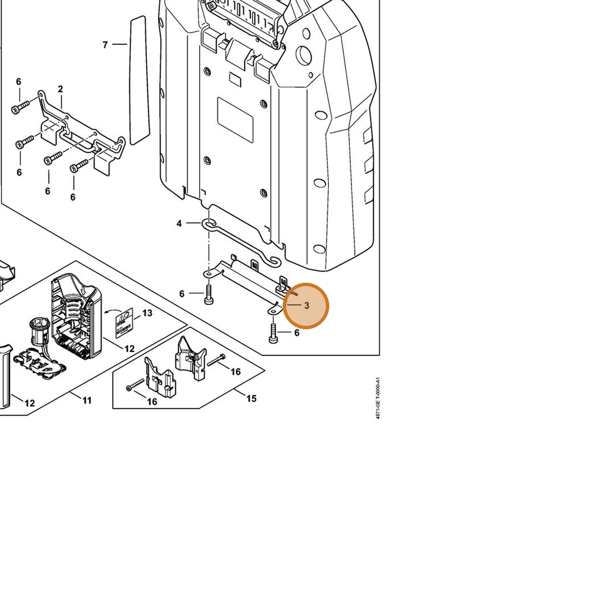 STIHL part 4871-432-9201 — IPL diagram snippet (6x zoom, amber highlight)