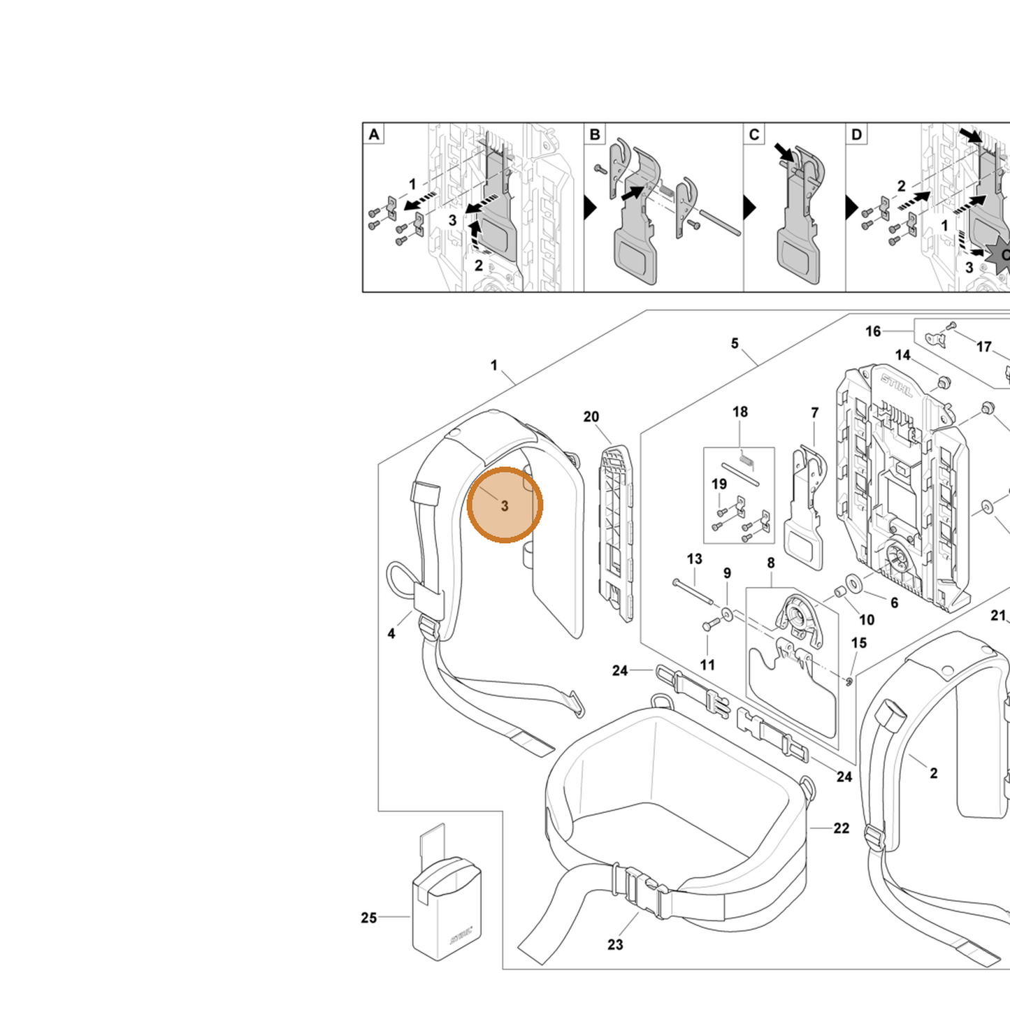 STIHL part 4871-490-1300 — IPL diagram snippet (6x zoom, amber highlight)