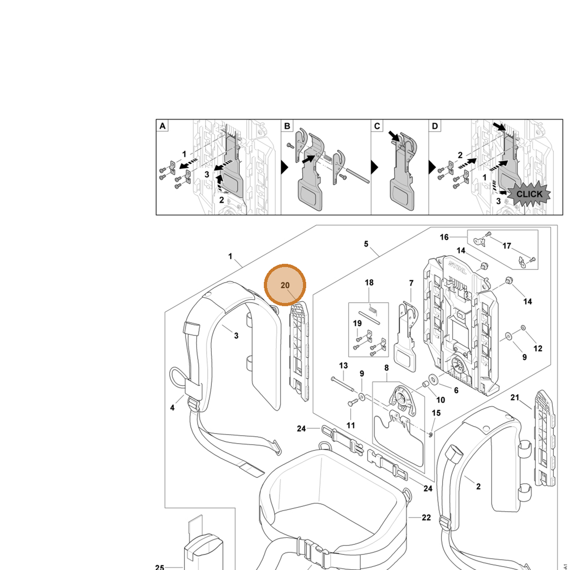 STIHL part 4871-491-0800 — IPL diagram snippet (6x zoom, amber highlight)