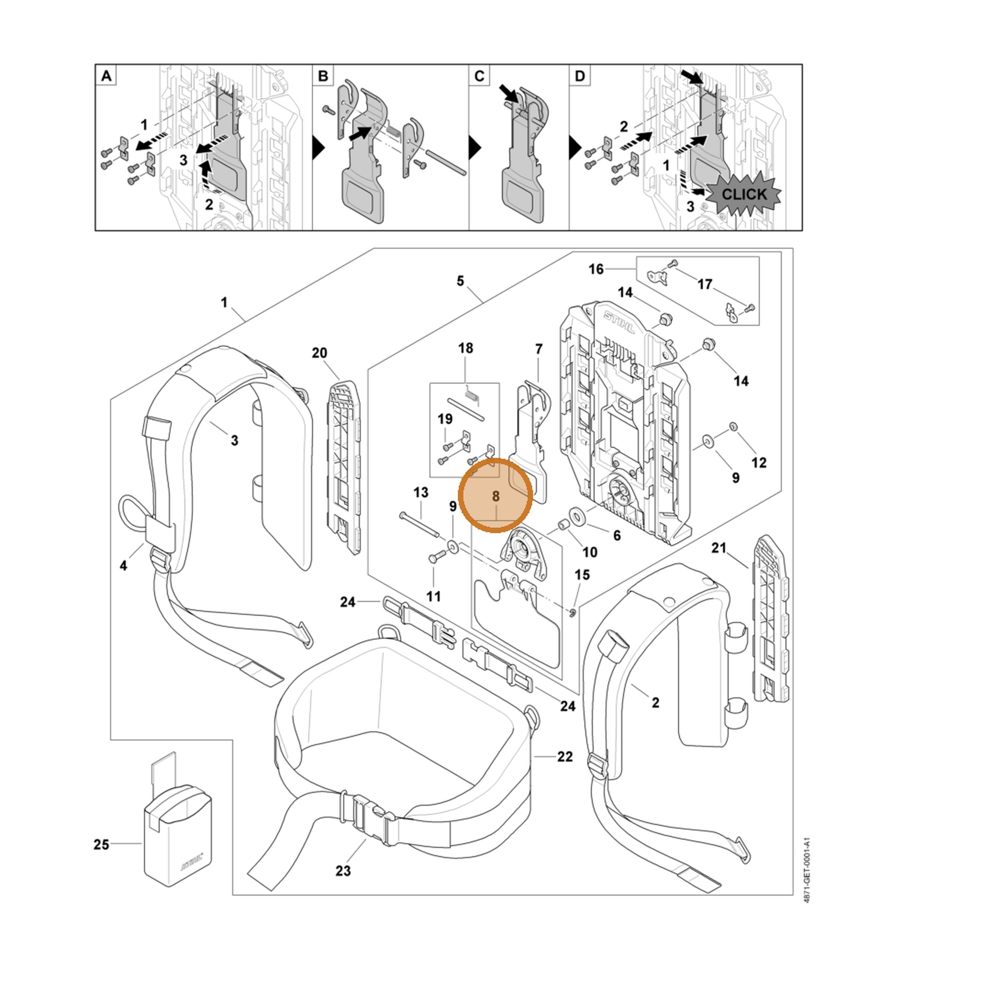 STIHL part 4871-820-0800 — IPL diagram snippet (6x zoom, amber highlight)