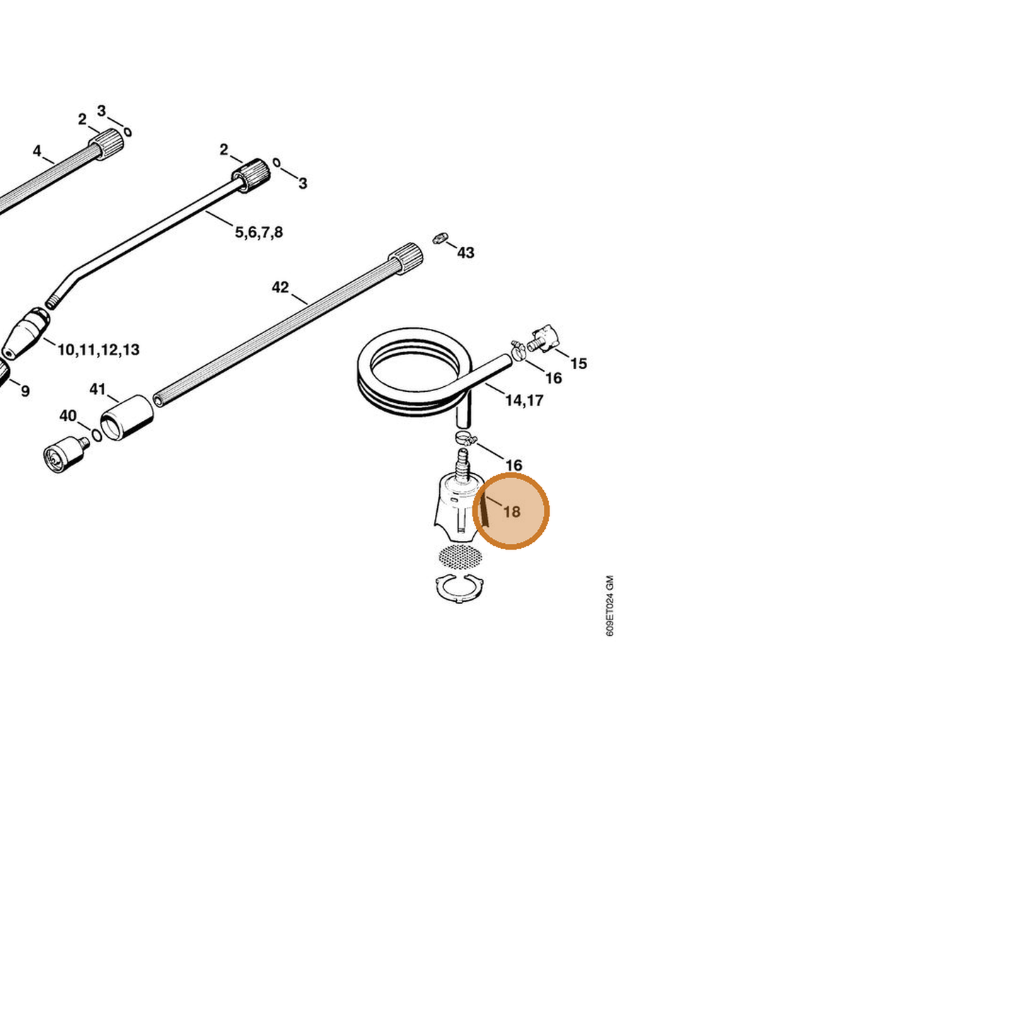 STIHL part 4900-500-2400 — IPL diagram snippet (6x zoom, amber highlight)