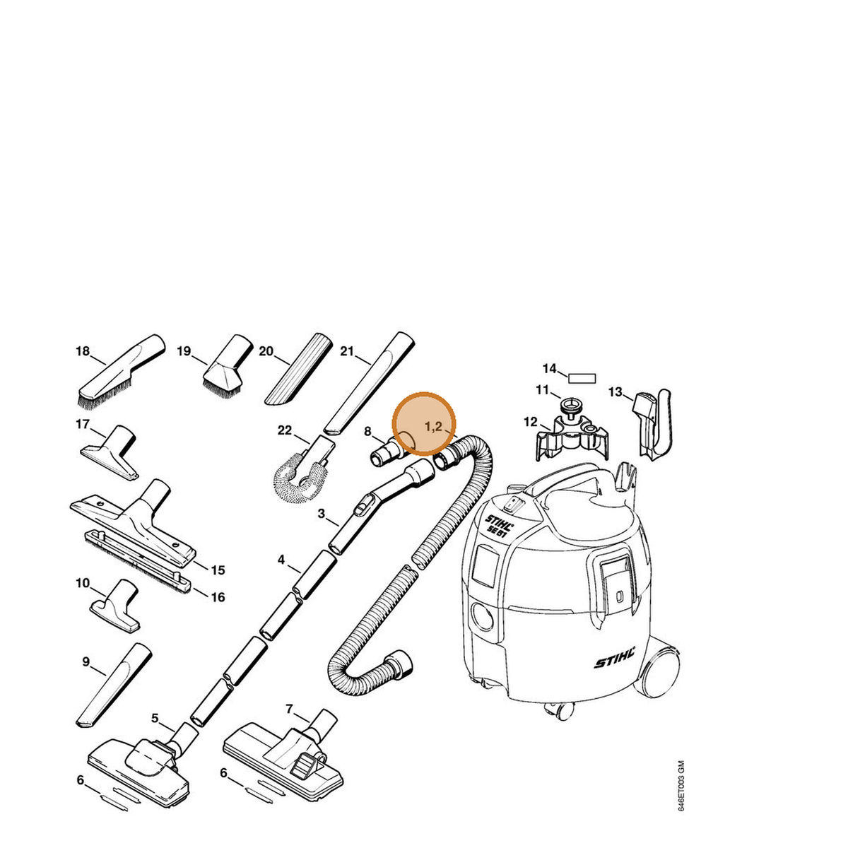 STIHL part 4901-500-0514 — IPL diagram snippet (6x zoom, amber highlight)