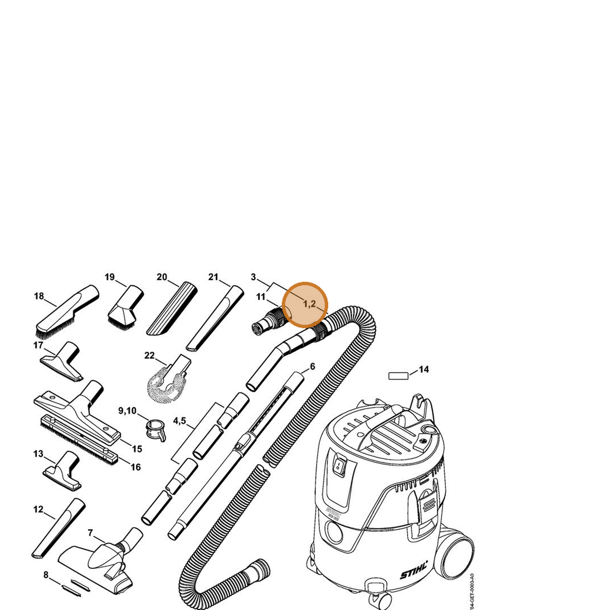 STIHL part 4901-500-0517 — IPL diagram snippet (6x zoom, amber highlight)