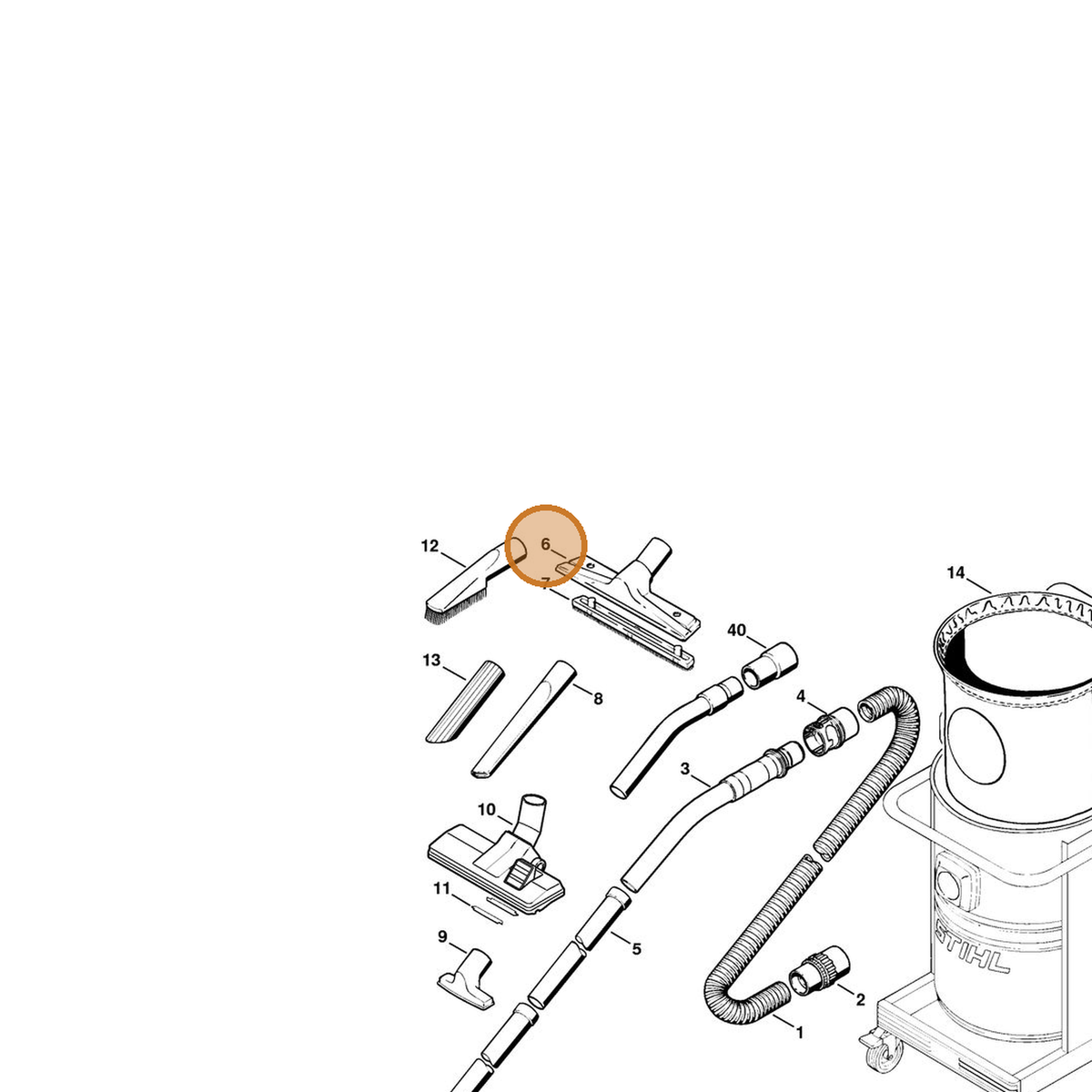 STIHL part 4901-500-2700 — IPL diagram snippet (6x zoom, amber highlight)