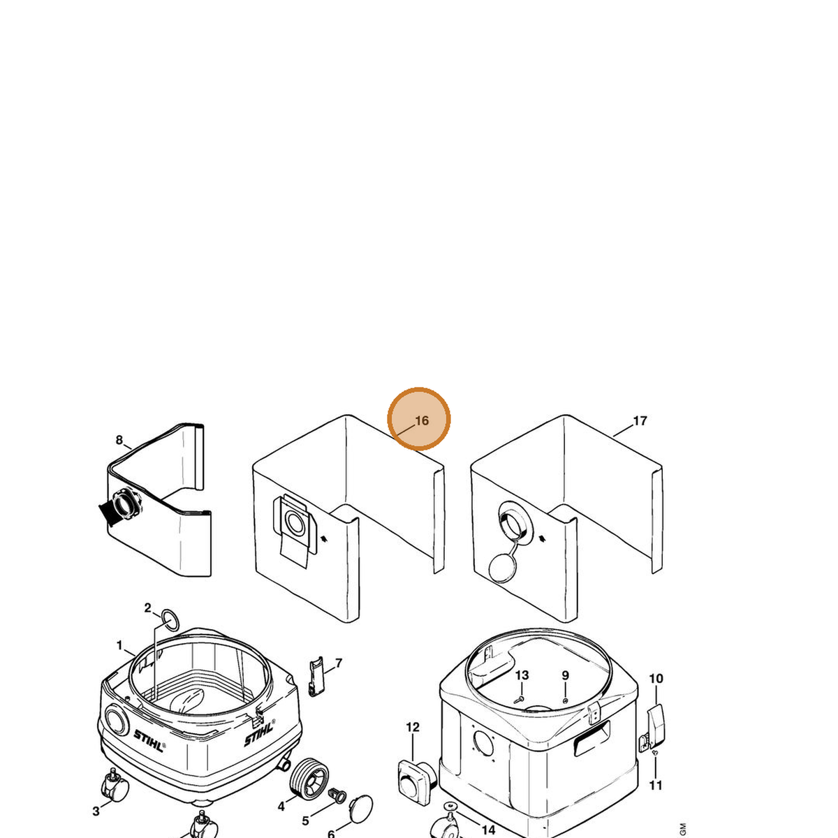 STIHL part 4901-500-9010 — IPL diagram snippet (6x zoom, amber highlight)