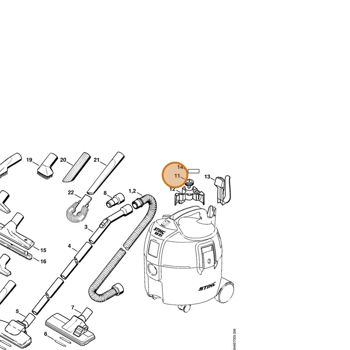 STIHL part 4901-501-1401 — IPL diagram snippet (6x zoom, amber highlight)