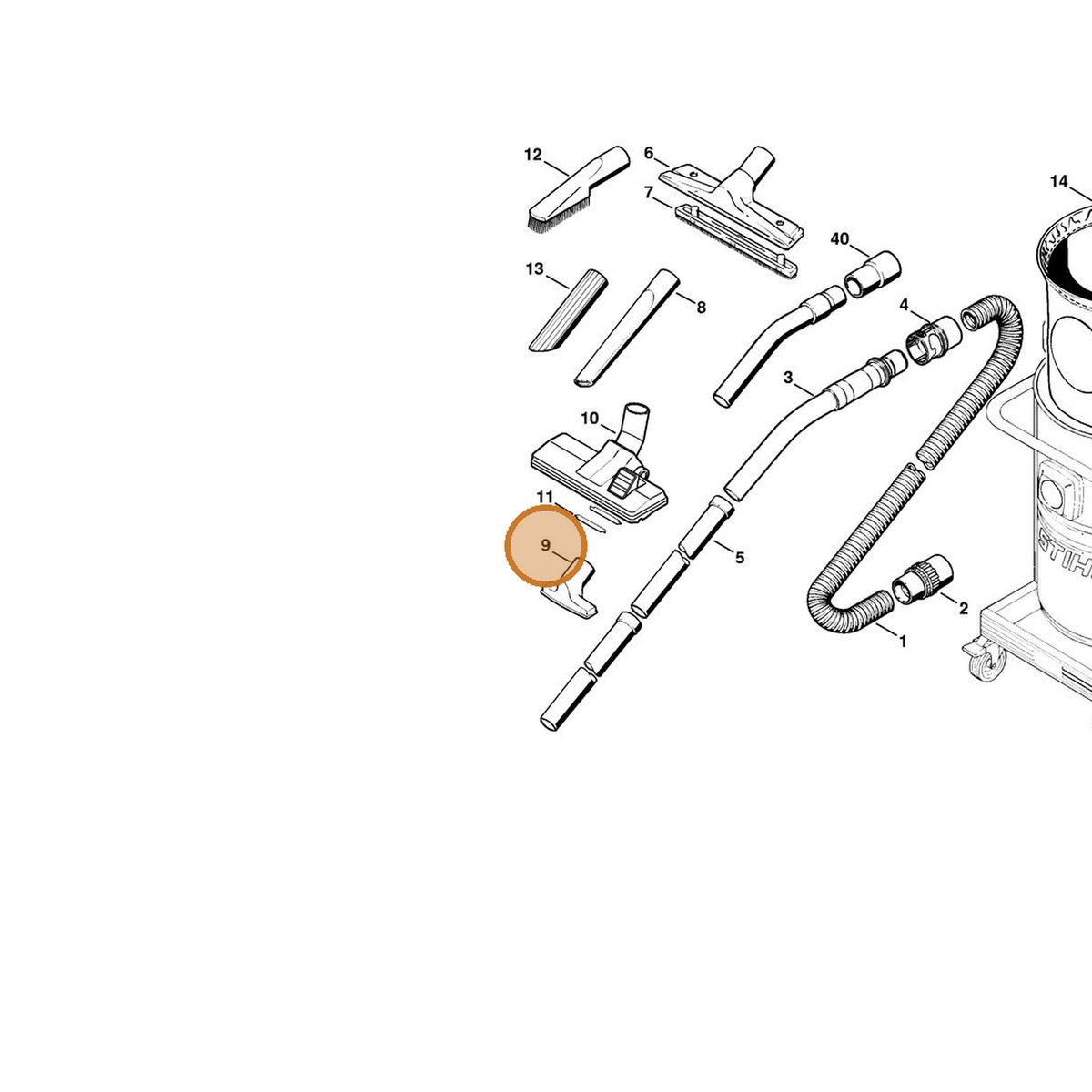 STIHL part 4901-502-2300 — IPL diagram snippet (6x zoom, amber highlight)