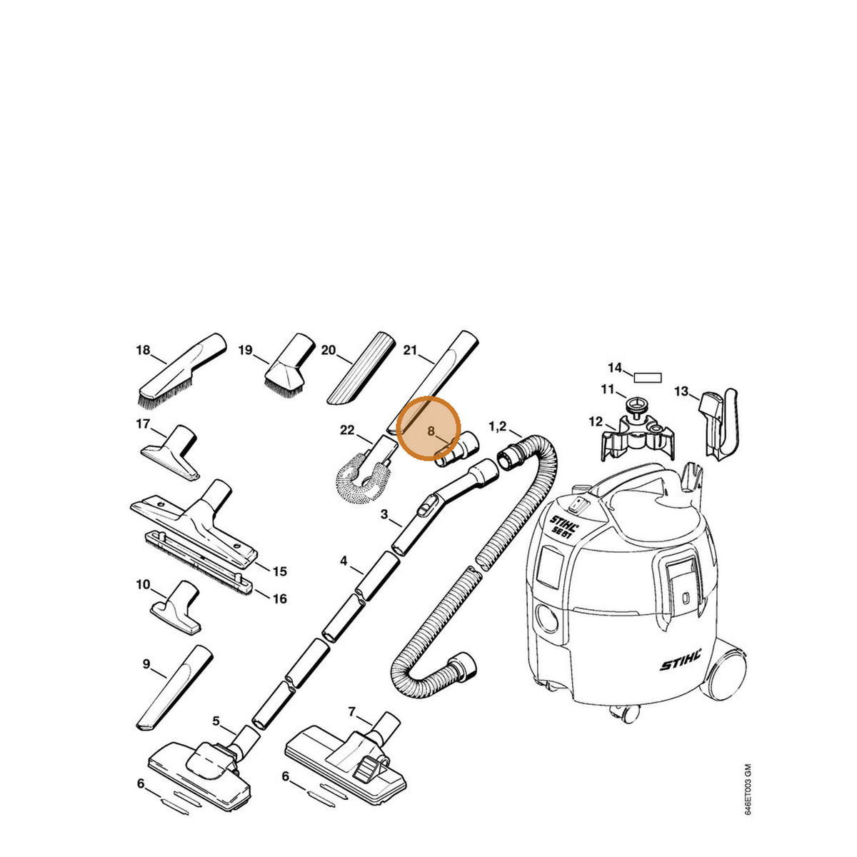 STIHL part 4901-503-1510 — IPL diagram snippet (6x zoom, amber highlight)