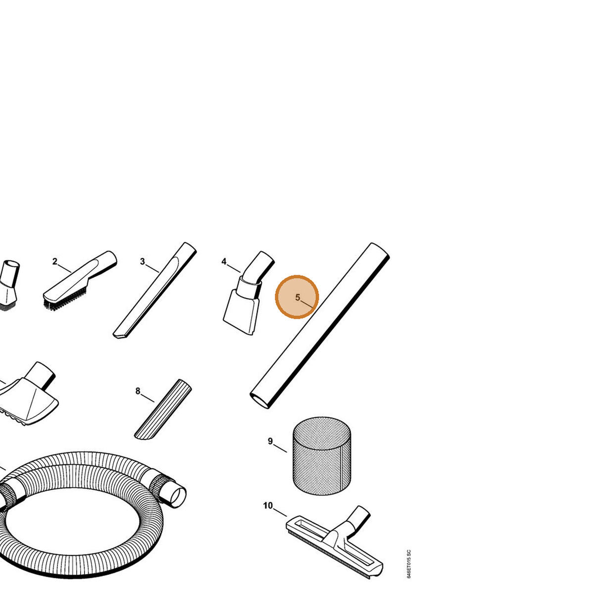 STIHL part 4901-503-1605 — IPL diagram snippet (6x zoom, amber highlight)