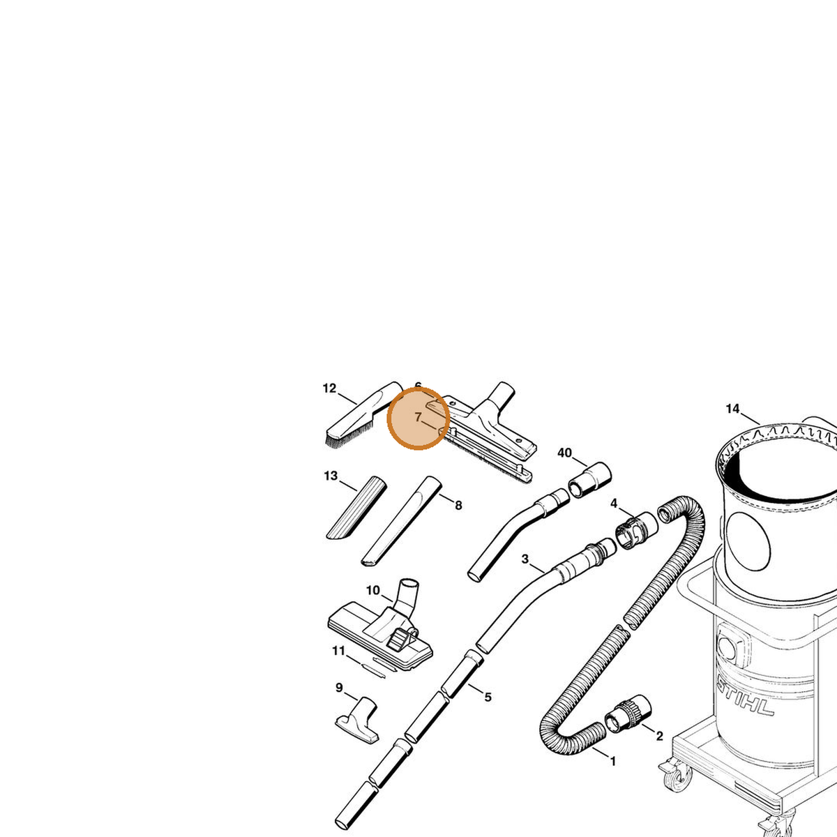 STIHL part 4901-504-2701 — IPL diagram snippet (6x zoom, amber highlight)