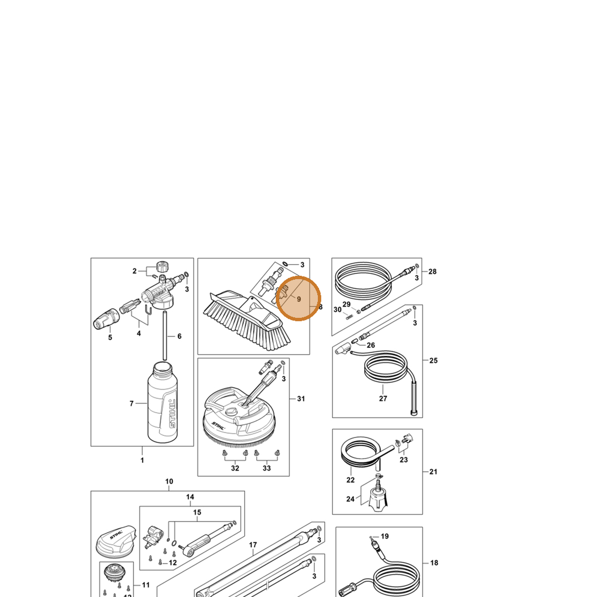 STIHL part 4910-500-4800 — IPL diagram snippet (6x zoom, amber highlight)