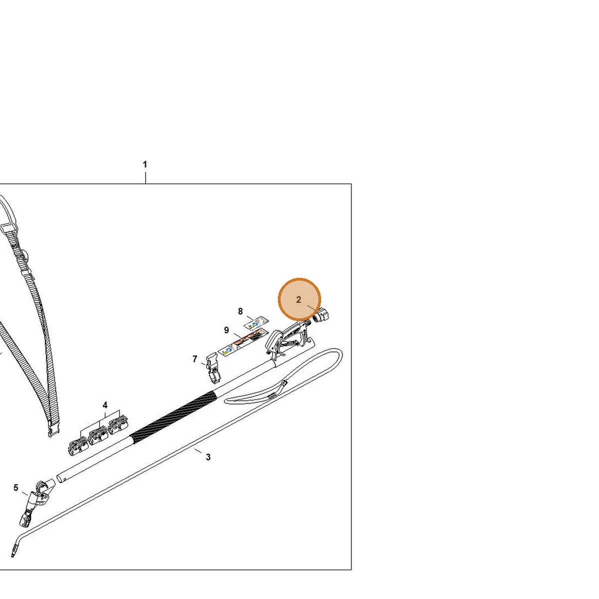 STIHL part 4910-500-4802 — IPL diagram snippet (6x zoom, amber highlight)