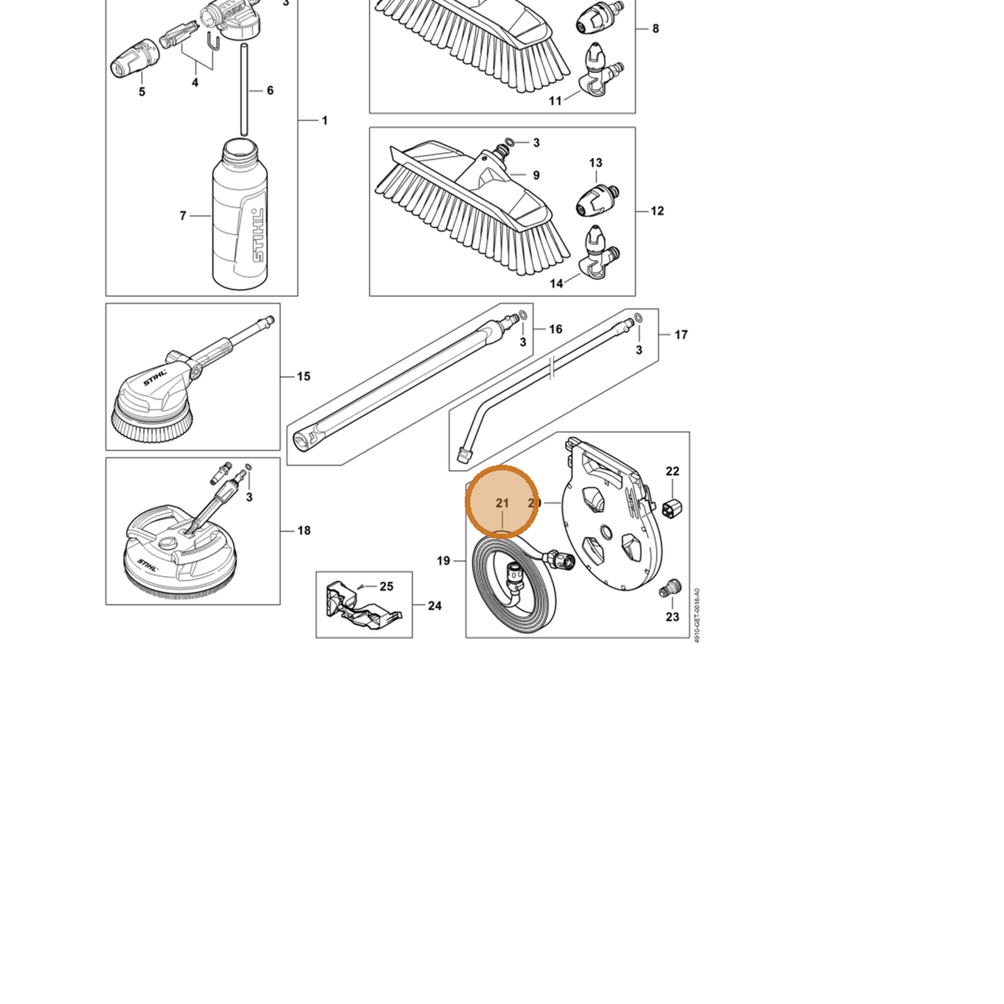 STIHL part 4910-500-8700 — IPL diagram snippet (6x zoom, amber highlight)