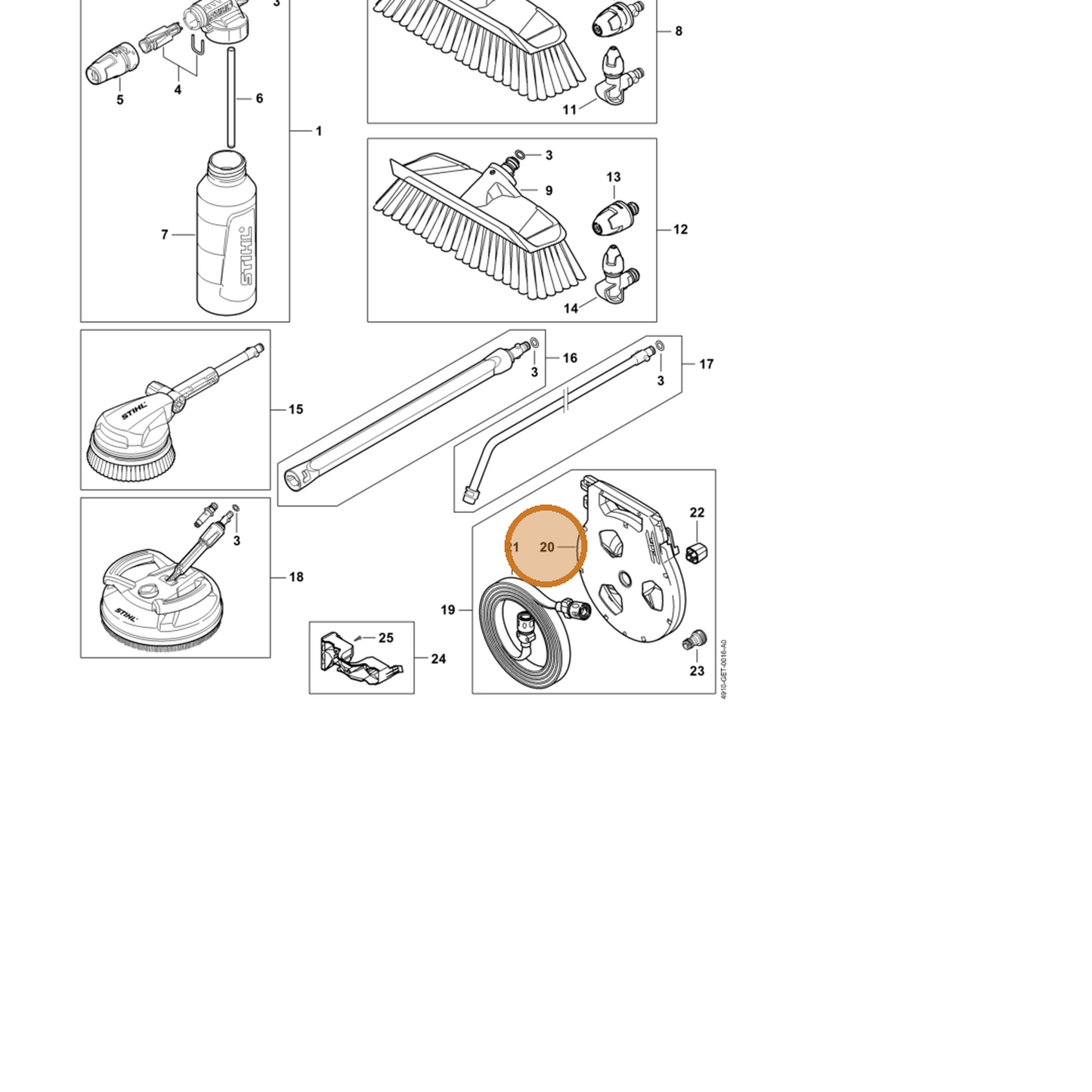 STIHL part 4910-500-8800 — IPL diagram snippet (6x zoom, amber highlight)