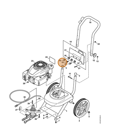 STIHL part 4925-502-1001 — IPL diagram snippet (6x zoom, amber highlight)