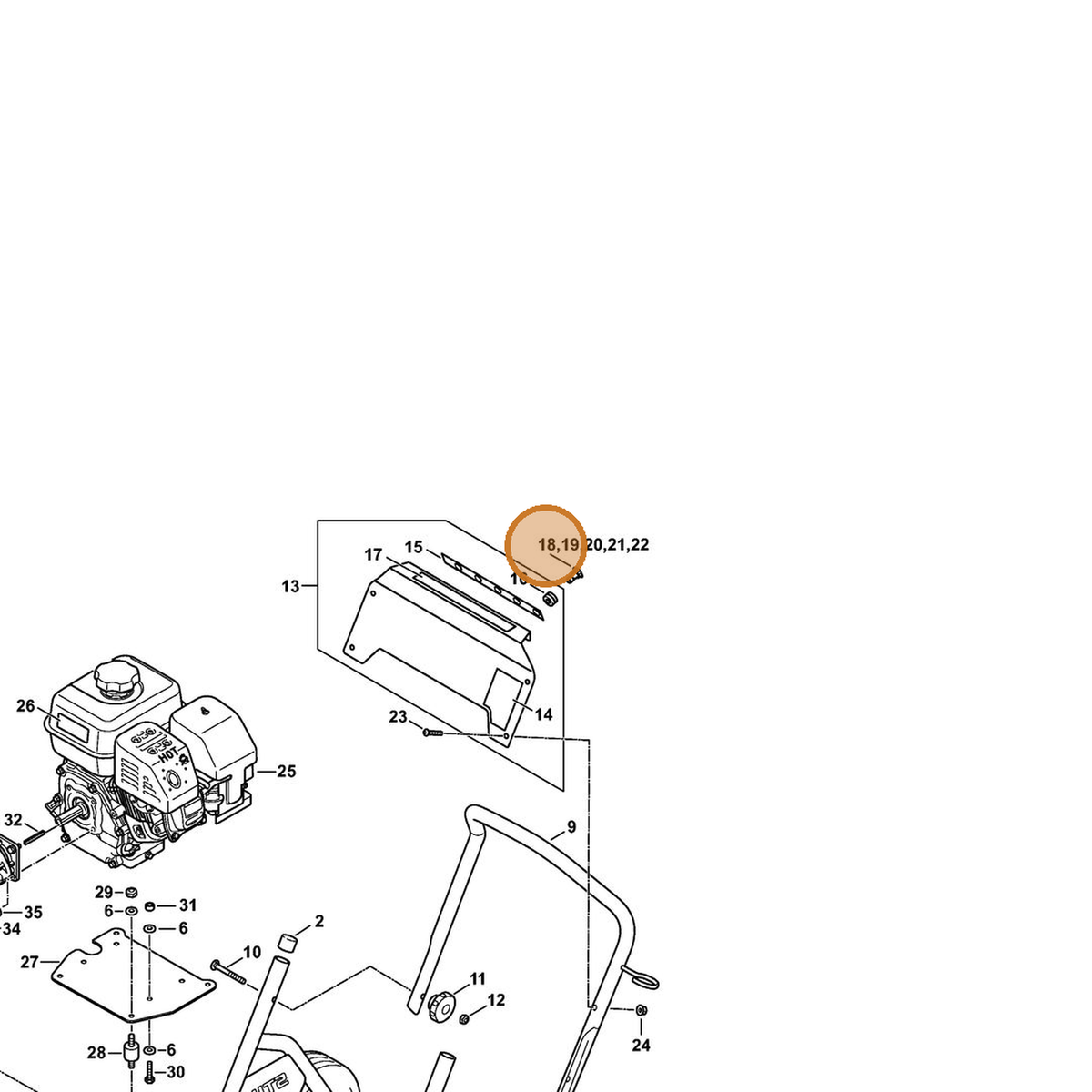 STIHL part 4925-502-1003 — IPL diagram snippet (6x zoom, amber highlight)