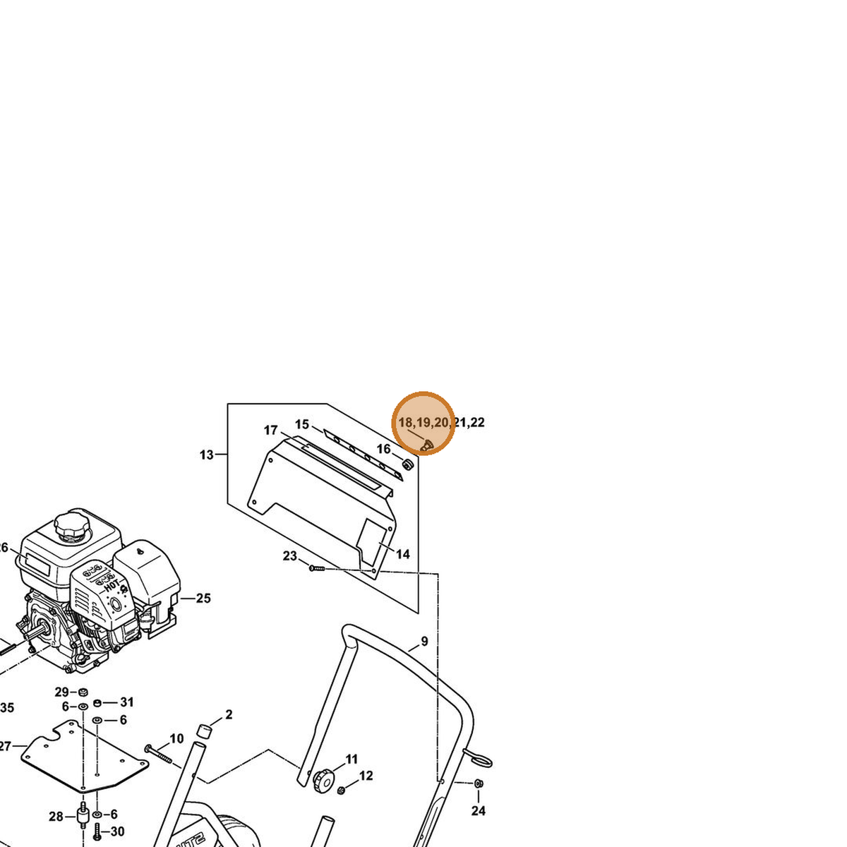 STIHL part 4925-502-1004 — IPL diagram snippet (6x zoom, amber highlight)