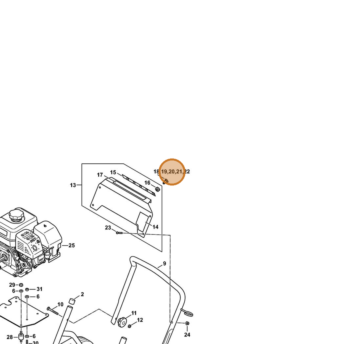 STIHL part 4925-502-1005 — IPL diagram snippet (6x zoom, amber highlight)