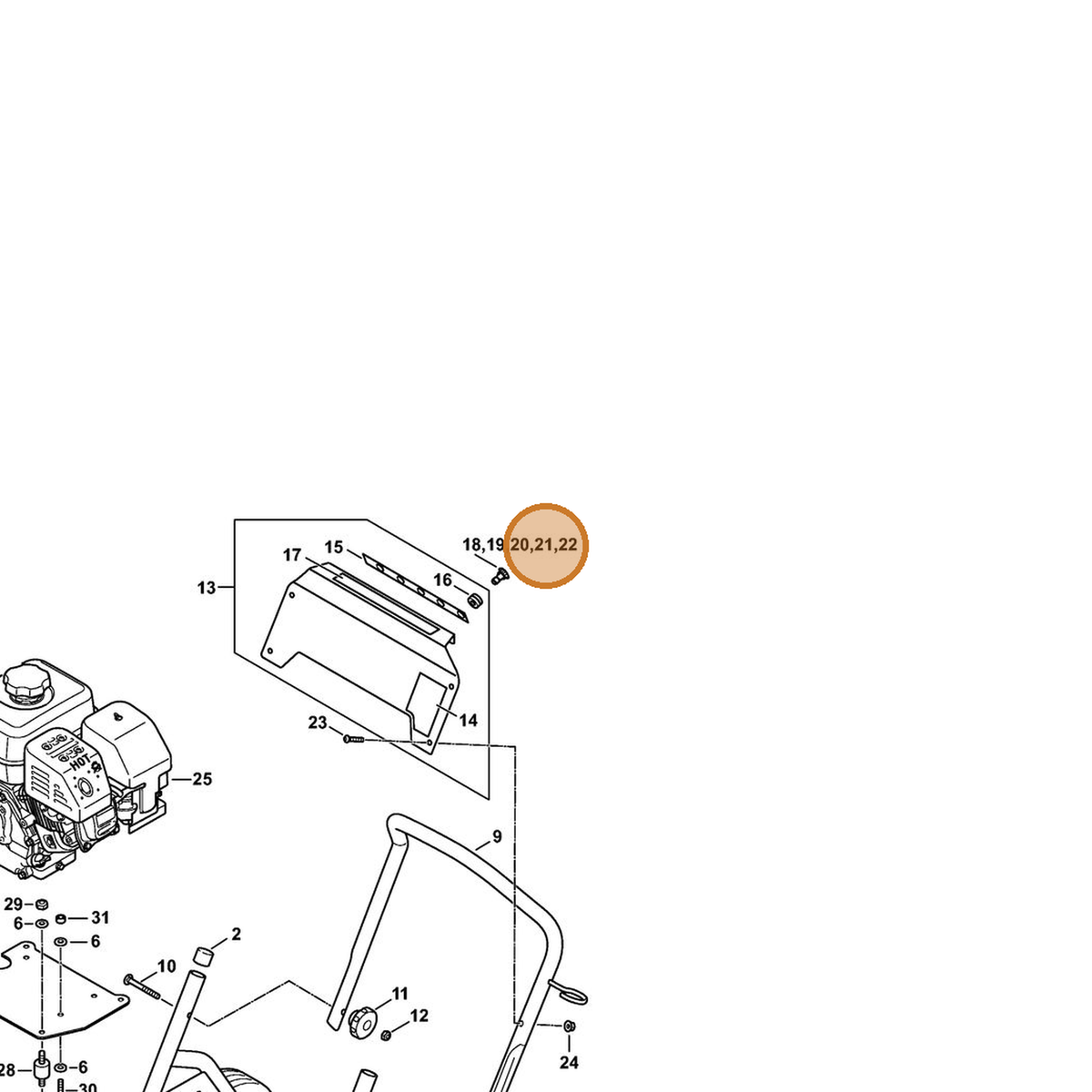 STIHL part 4925-502-1006 — IPL diagram snippet (6x zoom, amber highlight)
