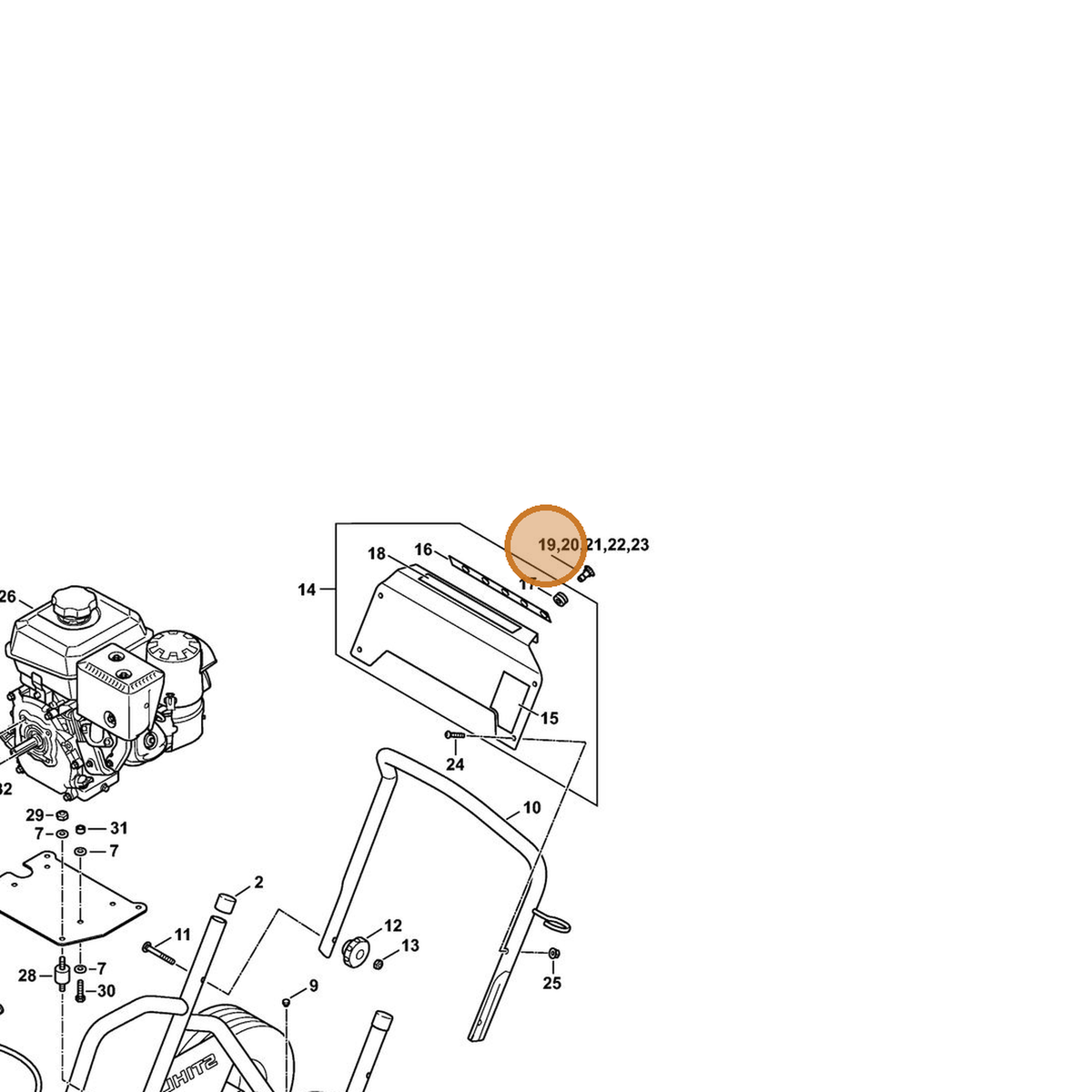 STIHL part 4925-502-1007 — IPL diagram snippet (6x zoom, amber highlight)