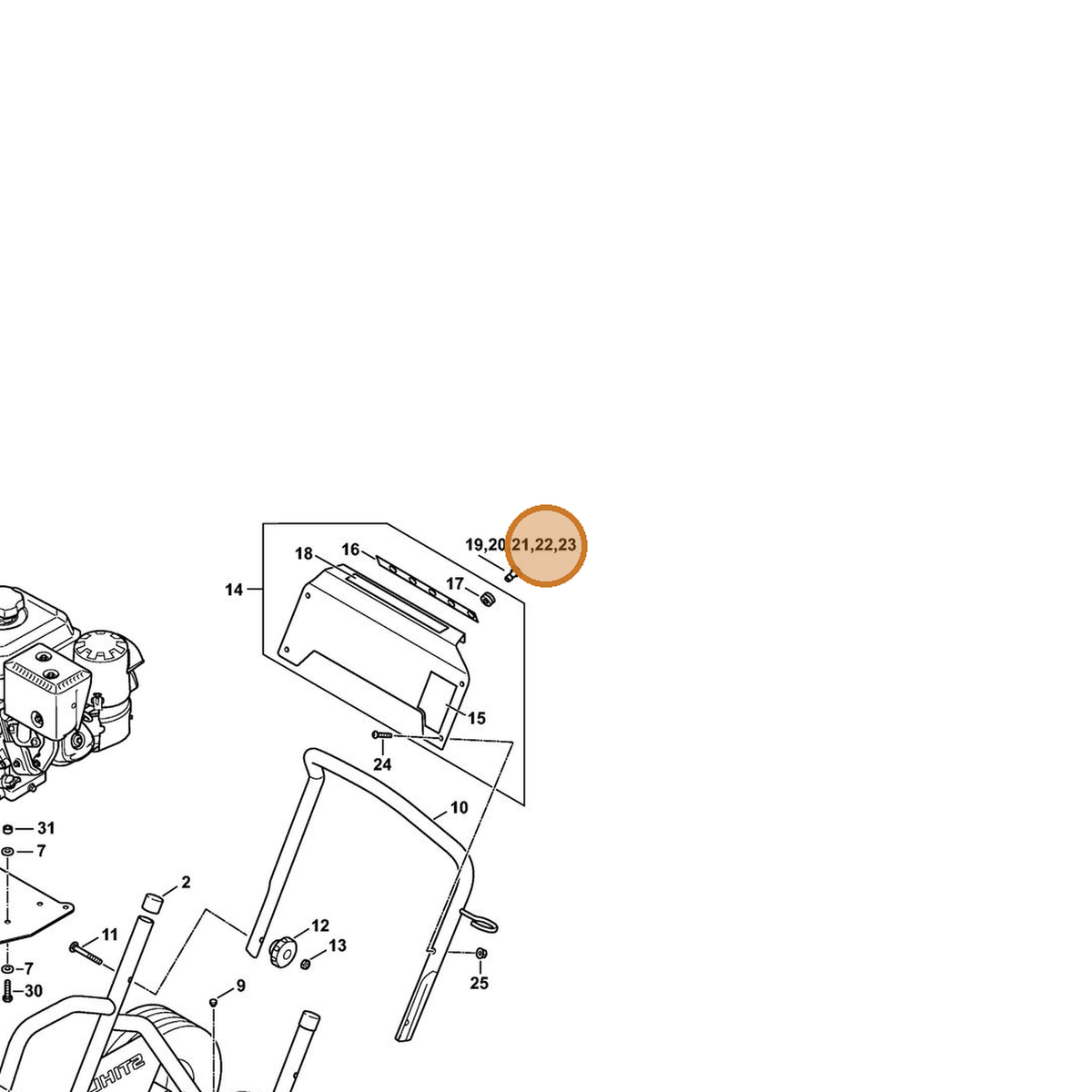 STIHL part 4925-502-1010 — IPL diagram snippet (6x zoom, amber highlight)