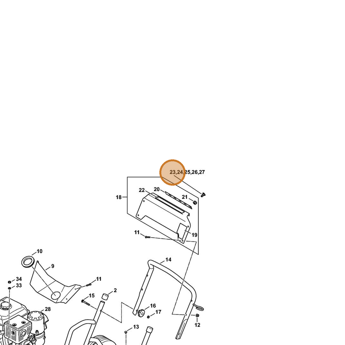 STIHL part 4925-502-1011 — IPL diagram snippet (6x zoom, amber highlight)