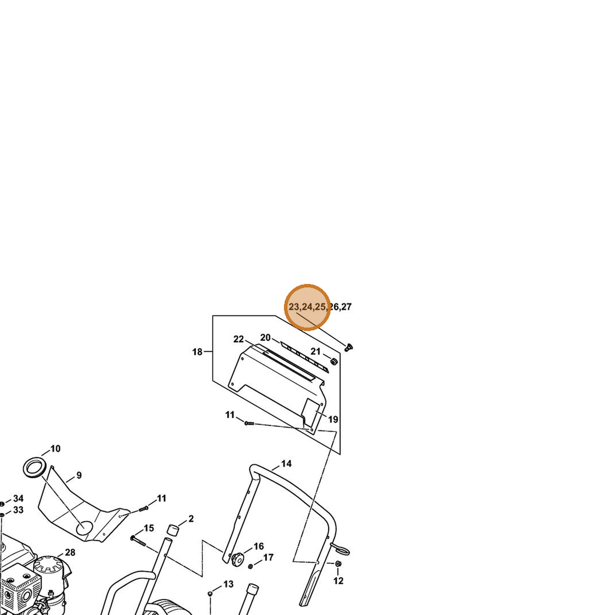 STIHL part 4925-502-1012 — IPL diagram snippet (6x zoom, amber highlight)