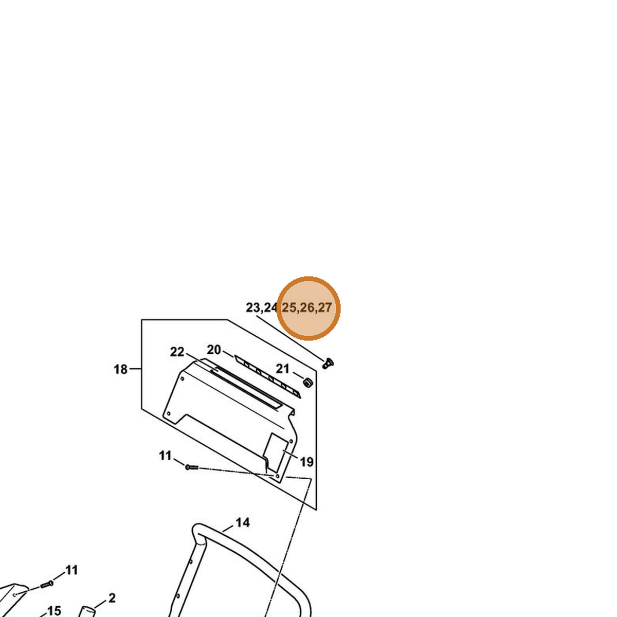 STIHL part 4925-502-1014 — IPL diagram snippet (6x zoom, amber highlight)