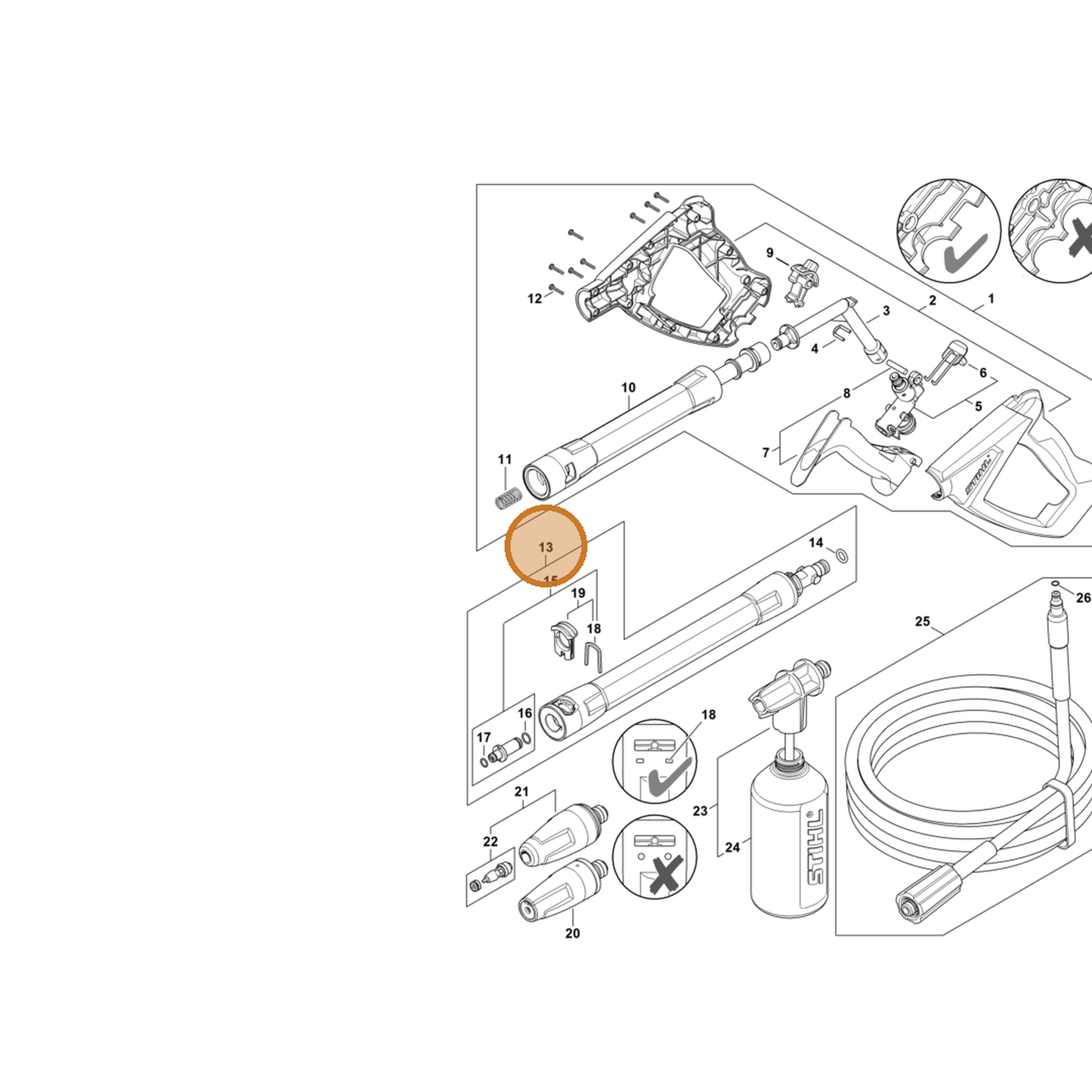 STIHL part 4930-500-0911 — IPL diagram snippet (6x zoom, amber highlight)