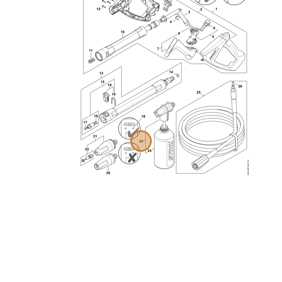 STIHL part 4930-500-5631 — IPL diagram snippet (6x zoom, amber highlight)