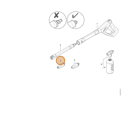 STIHL part 4930-530-0023 — IPL diagram snippet (6x zoom, amber highlight)