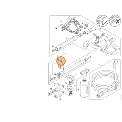 STIHL part 4930-530-0100 — IPL diagram snippet (6x zoom, amber highlight)