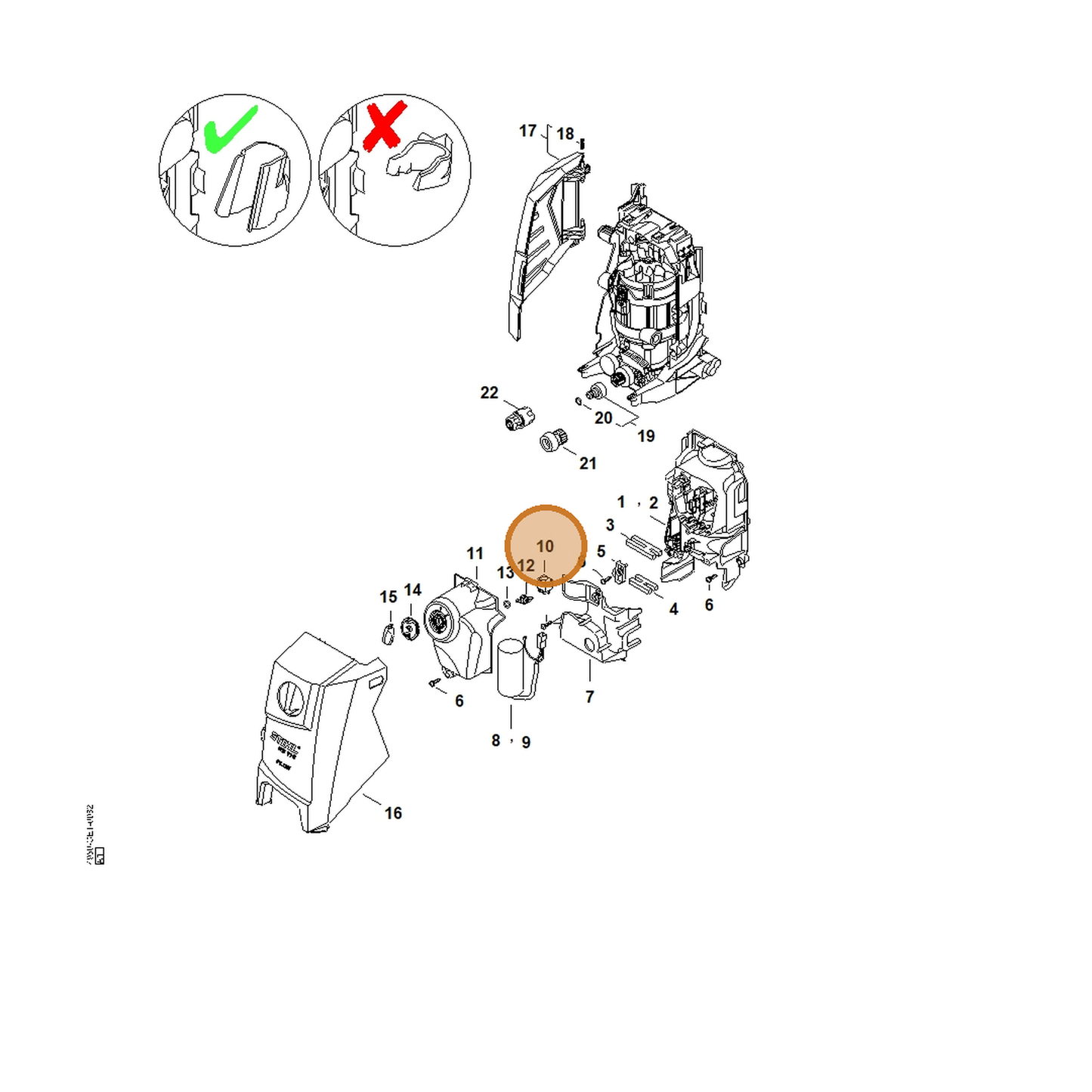 STIHL part 4950-430-0504 — IPL diagram snippet (6x zoom, amber highlight)