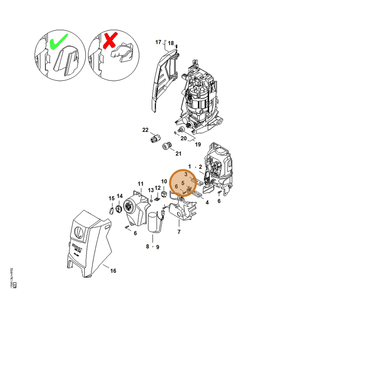 STIHL part 4950-431-2500 — IPL diagram snippet (6x zoom, amber highlight)